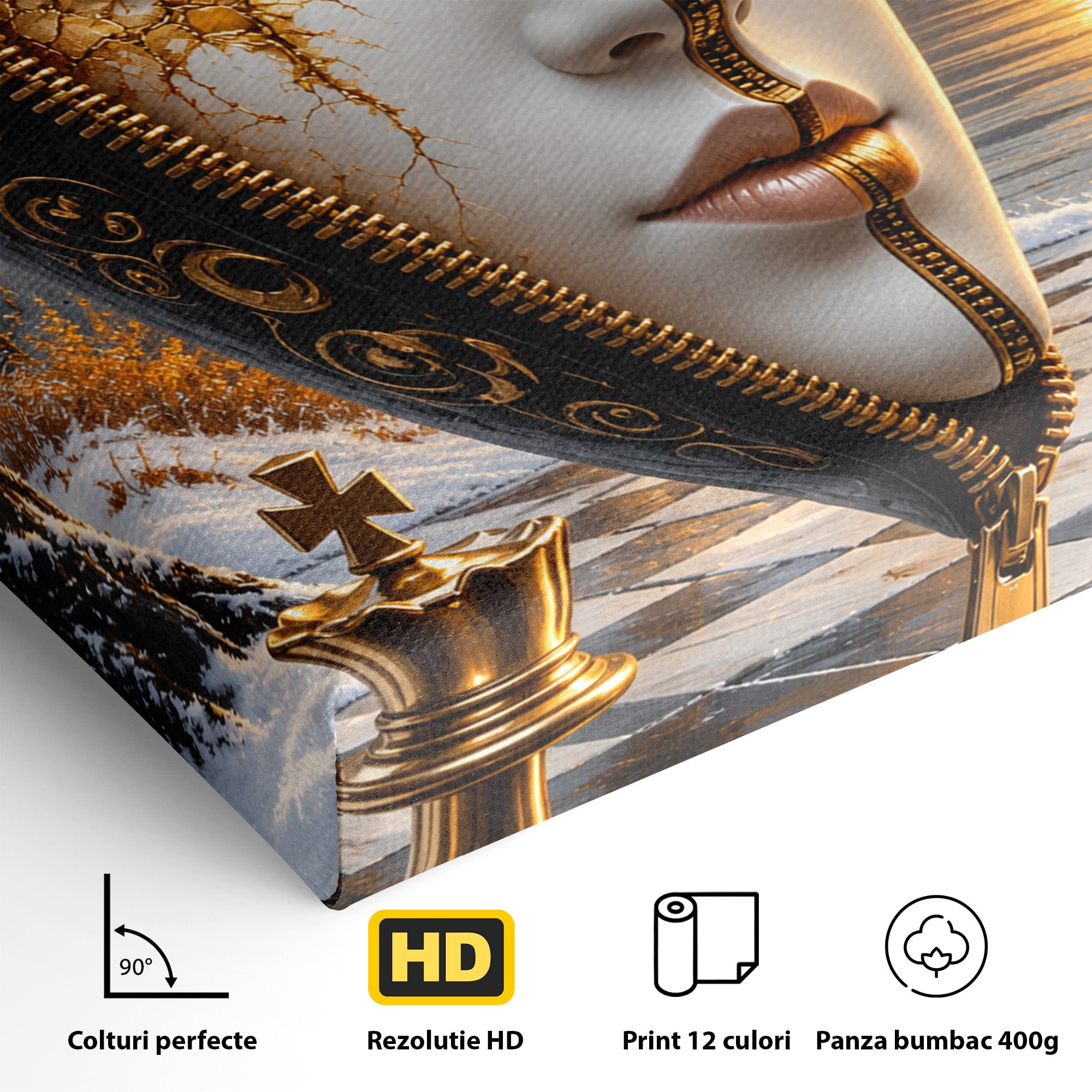 Tablou Canvas Premium LuxCanva® U1159, Misterul Reginei Pe Tabla De Sah, Regina, Sah, Fantezie, Mister, Living, Culori Vibrante