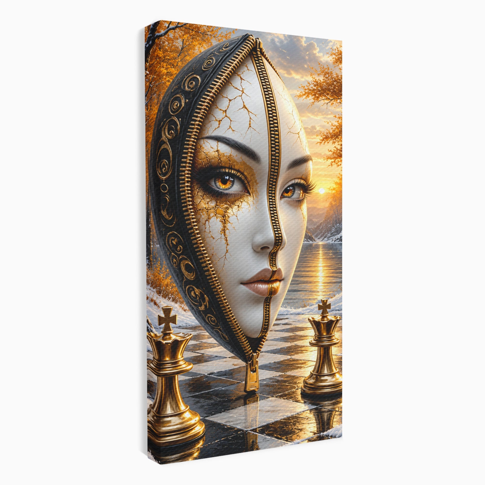 Tablou Canvas Premium LuxCanva® U1159, Misterul Reginei Pe Tabla De Sah, Regina, Sah, Fantezie, Mister, Living, Culori Vibrante