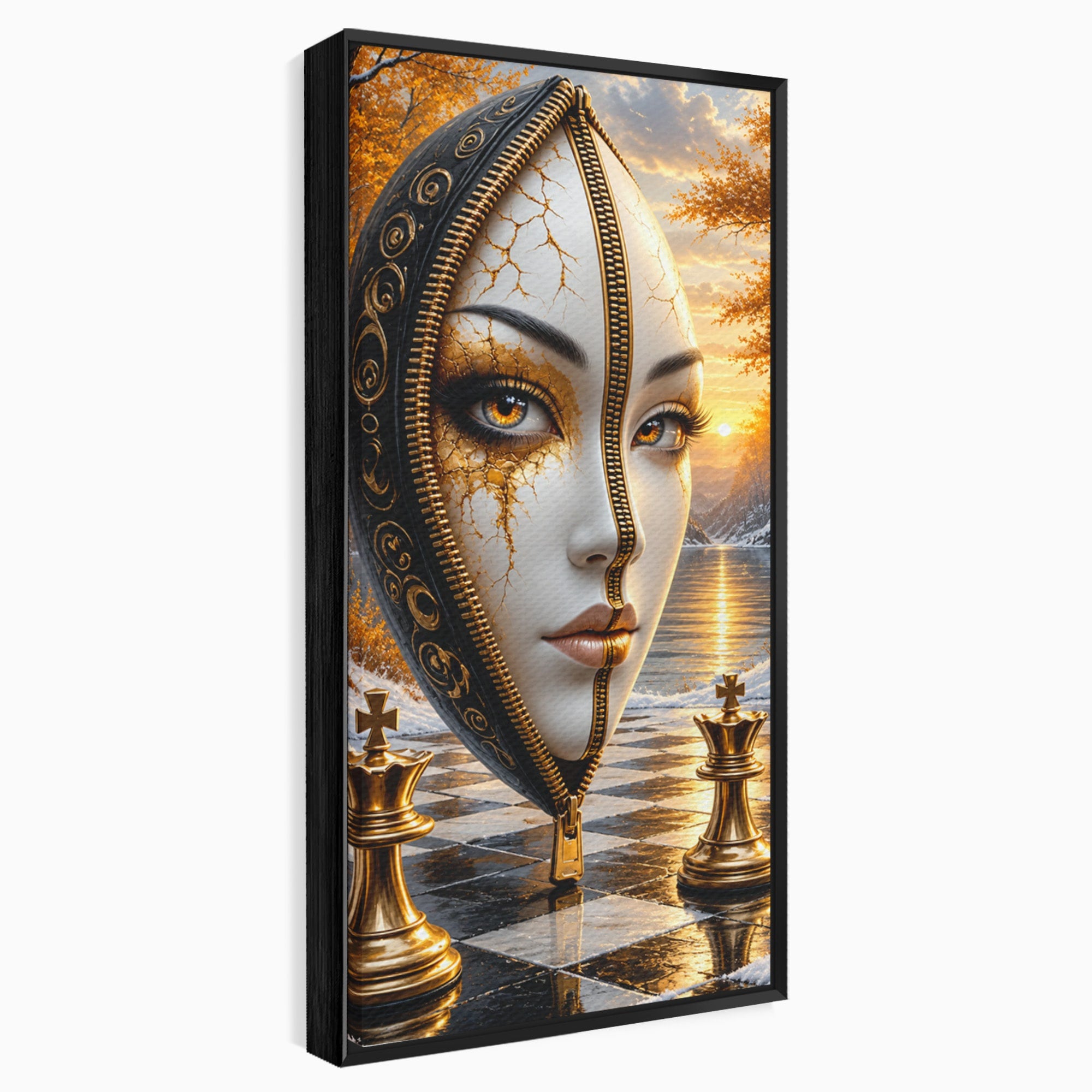 Tablou Canvas Premium LuxCanva® U1159, Misterul Reginei Pe Tabla De Sah, Regina, Sah, Fantezie, Mister, Living, Culori Vibrante