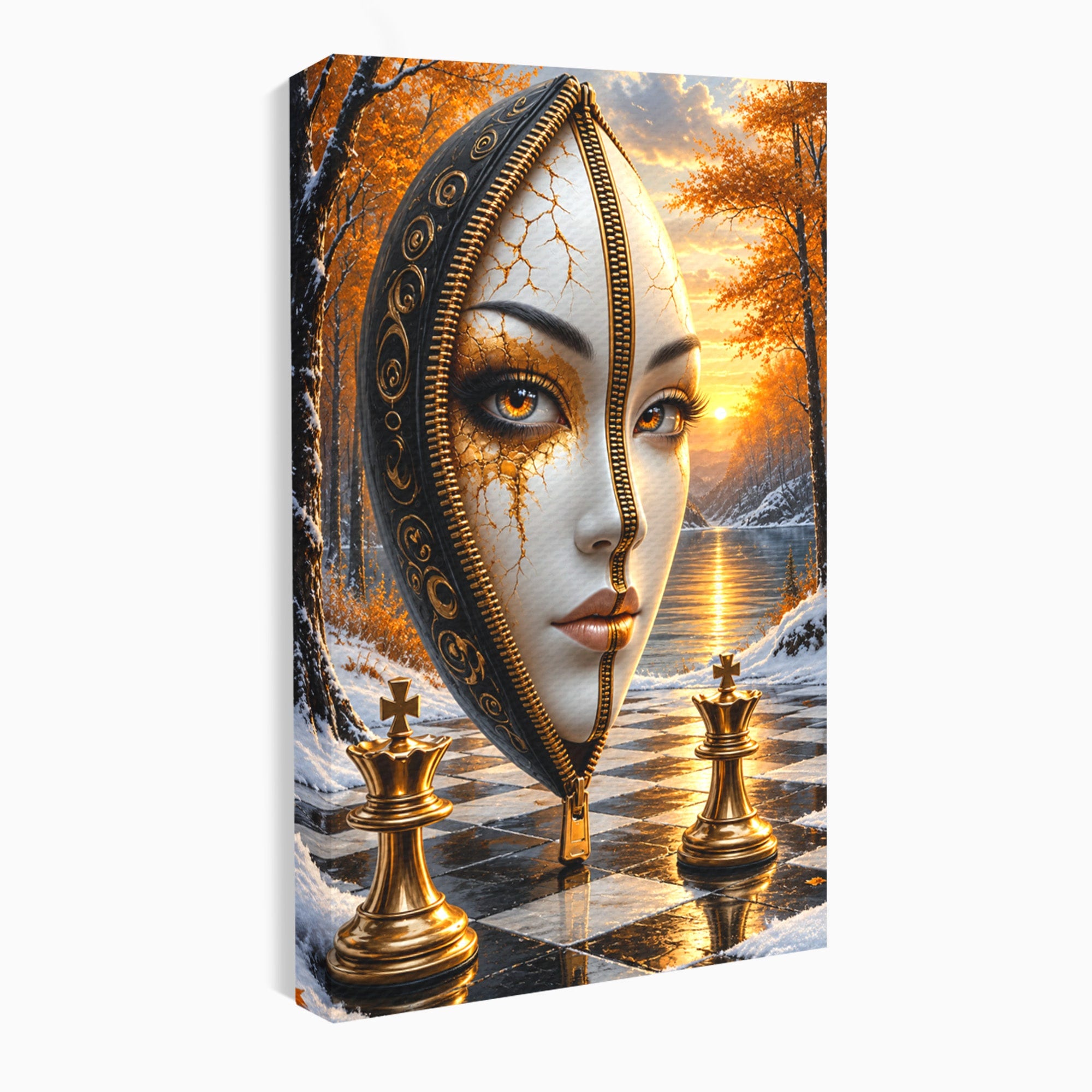 Tablou Canvas Premium LuxCanva® U1159, Misterul Reginei Pe Tabla De Sah, Regina, Sah, Fantezie, Mister, Living, Culori Vibrante