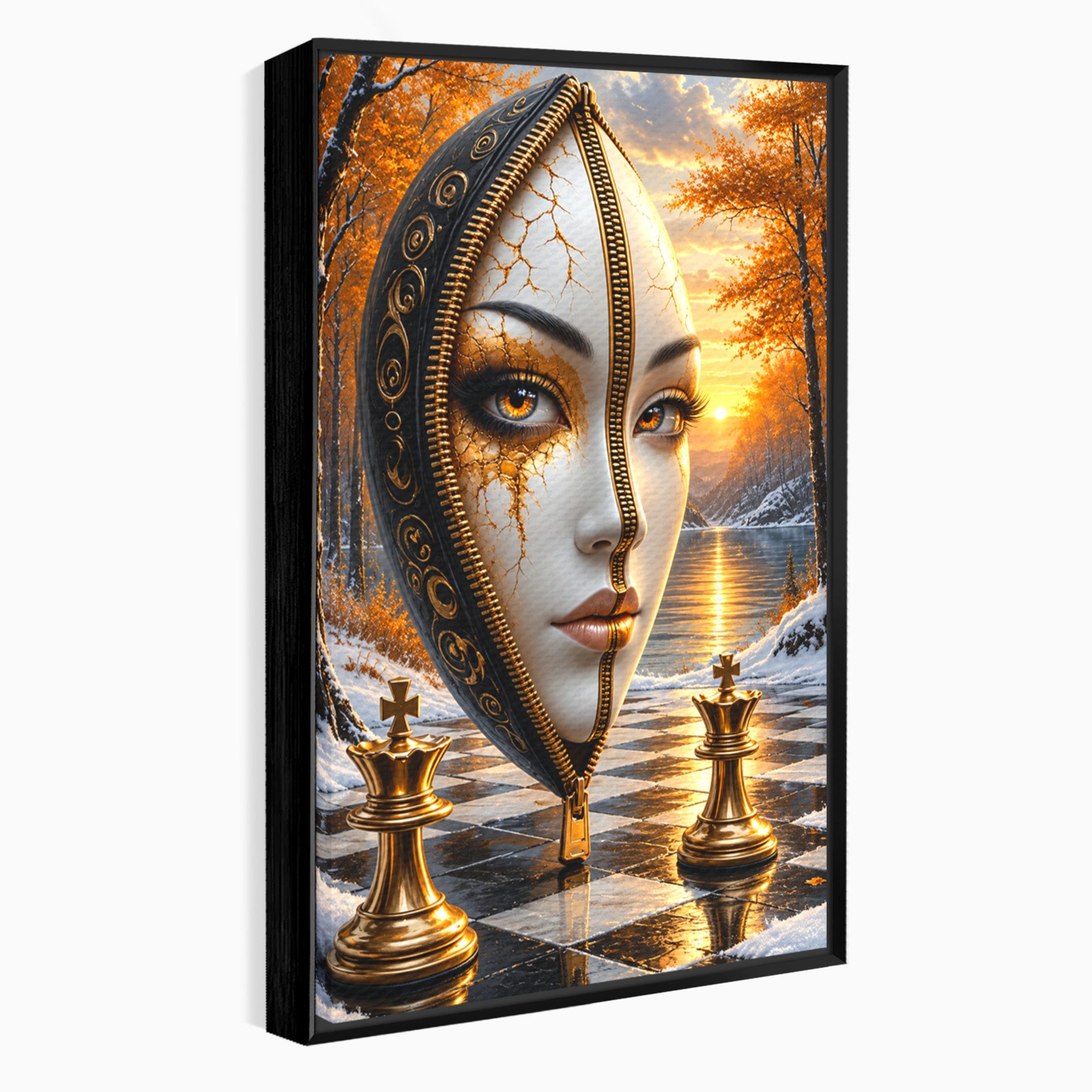 Tablou Canvas Premium LuxCanva® U1159, Misterul Reginei Pe Tabla De Sah, Regina, Sah, Fantezie, Mister, Living, Culori Vibrante