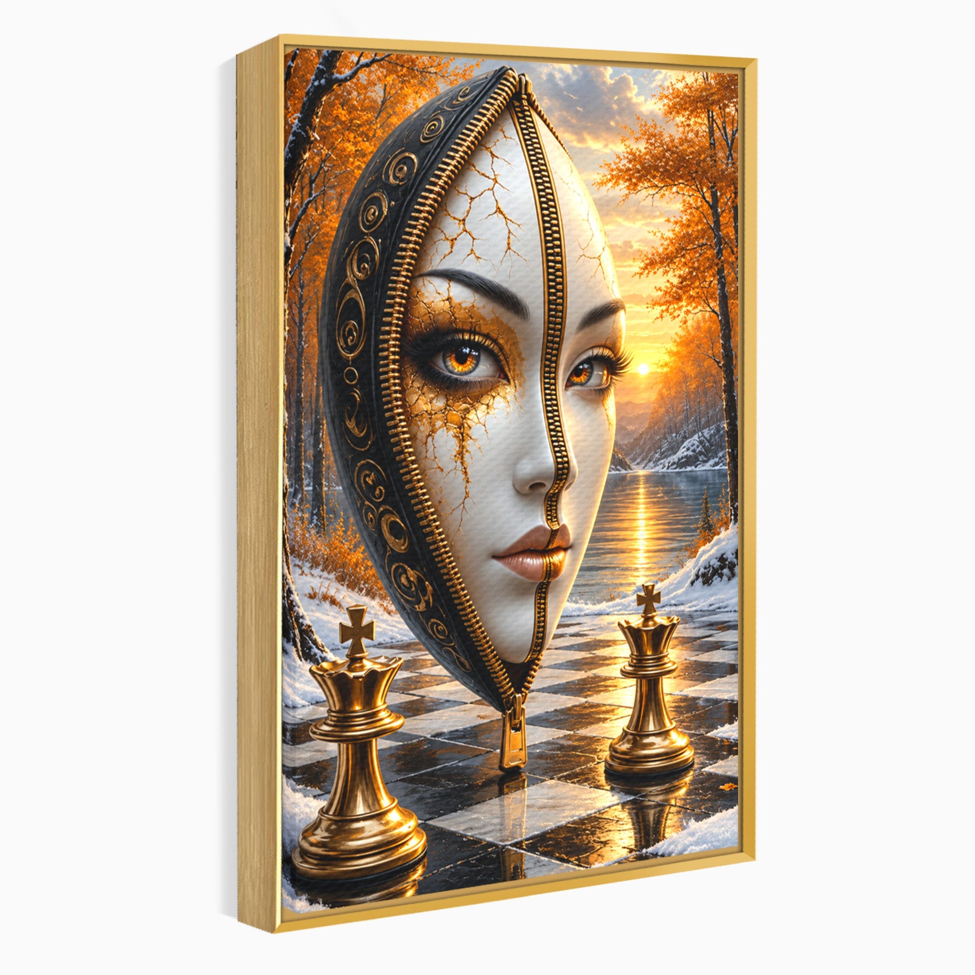 Tablou Canvas Premium LuxCanva® U1159, Misterul Reginei Pe Tabla De Sah, Regina, Sah, Fantezie, Mister, Living, Culori Vibrante