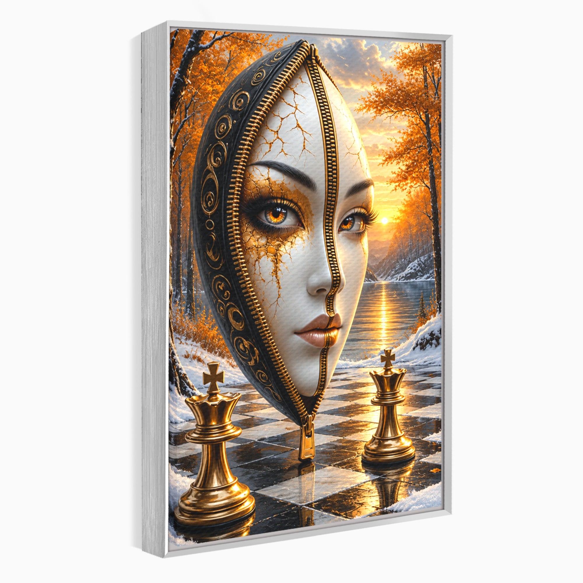 Tablou Canvas Premium LuxCanva® U1159, Misterul Reginei Pe Tabla De Sah, Regina, Sah, Fantezie, Mister, Living, Culori Vibrante