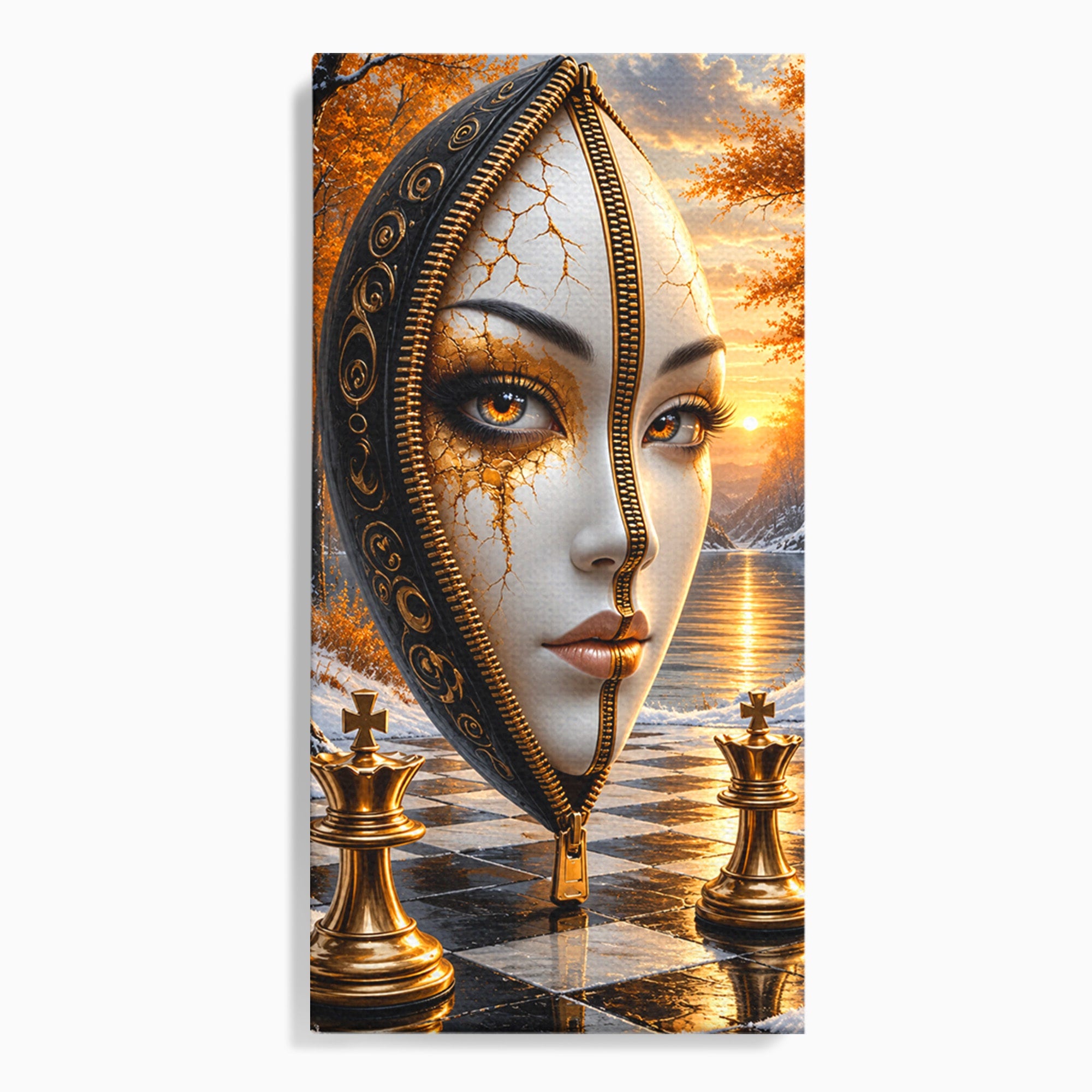 Tablou Canvas Premium LuxCanva® U1159, Misterul Reginei Pe Tabla De Sah, Regina, Sah, Fantezie, Mister, Living, Culori Vibrante