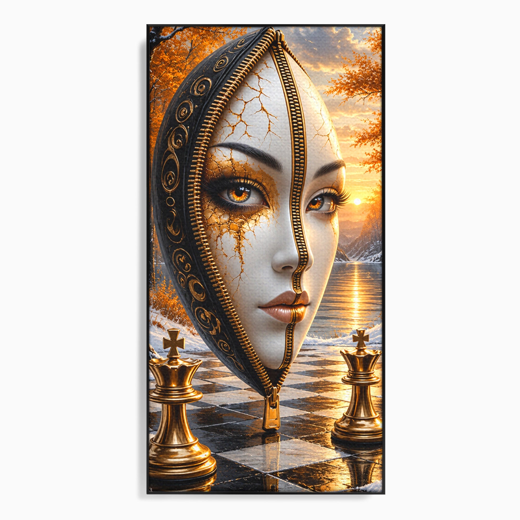 Tablou Canvas Premium LuxCanva® U1159, Misterul Reginei Pe Tabla De Sah, Regina, Sah, Fantezie, Mister, Living, Culori Vibrante