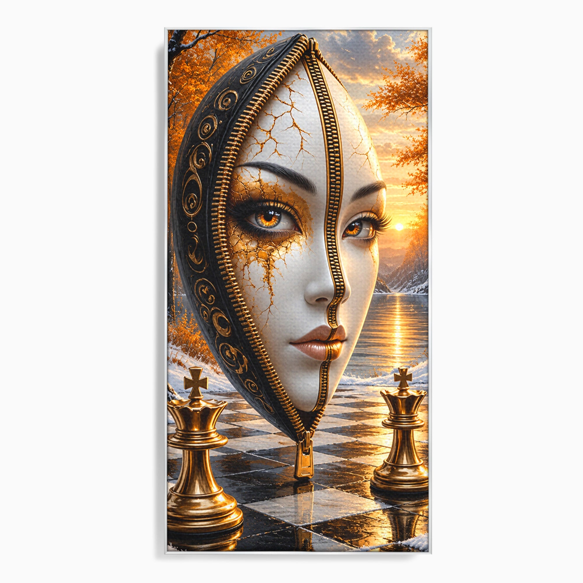 Tablou Canvas Premium LuxCanva® U1159, Misterul Reginei Pe Tabla De Sah, Regina, Sah, Fantezie, Mister, Living, Culori Vibrante