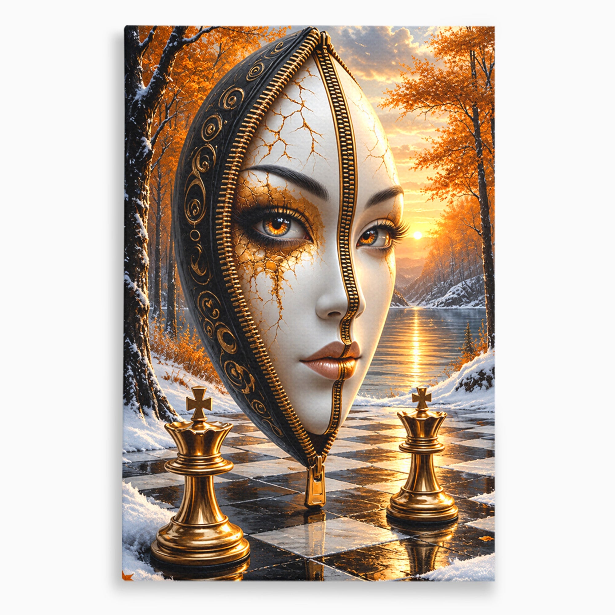 Tablou Canvas Premium LuxCanva® U1159, Misterul Reginei Pe Tabla De Sah, Regina, Sah, Fantezie, Mister, Living, Culori Vibrante