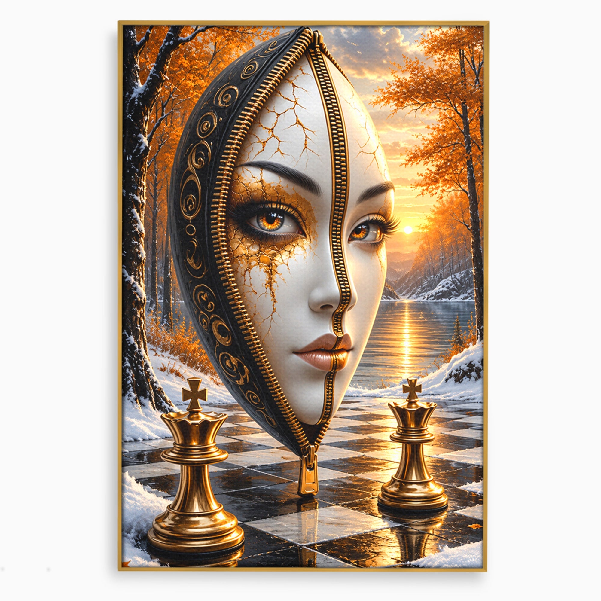 Tablou Canvas Premium LuxCanva® U1159, Misterul Reginei Pe Tabla De Sah, Regina, Sah, Fantezie, Mister, Living, Culori Vibrante