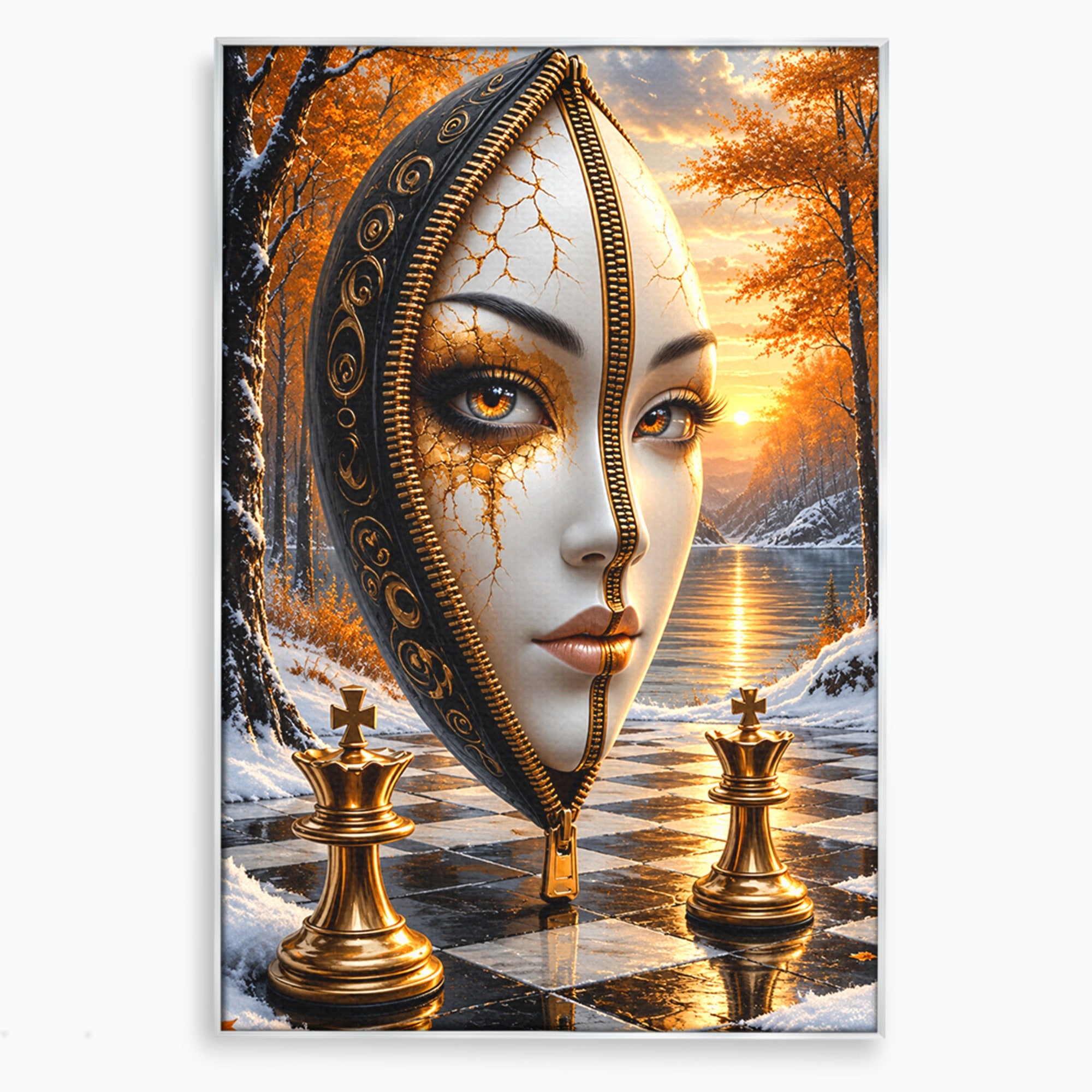Tablou Canvas Premium LuxCanva® U1159, Misterul Reginei Pe Tabla De Sah, Regina, Sah, Fantezie, Mister, Living, Culori Vibrante