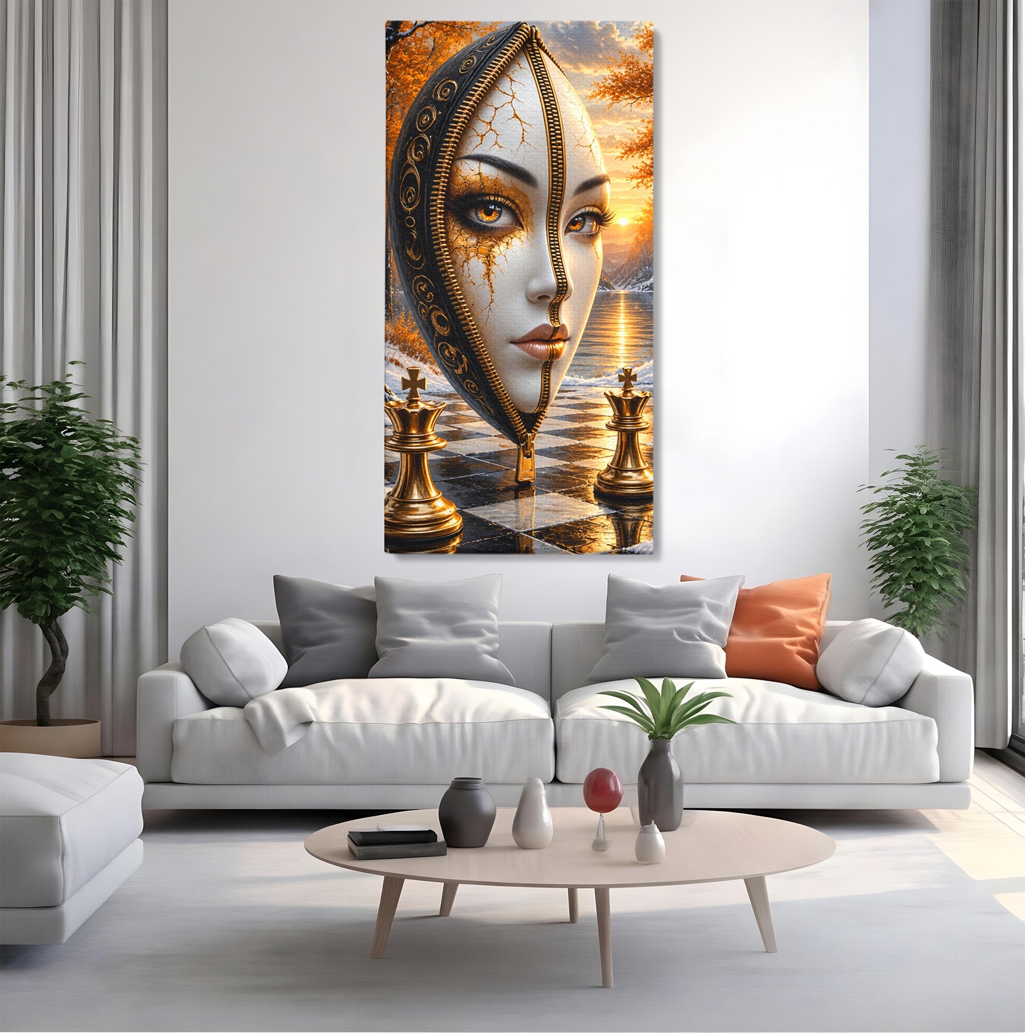 Tablou Canvas Premium LuxCanva® U1159, Misterul Reginei Pe Tabla De Sah, Regina, Sah, Fantezie, Mister, Living, Culori Vibrante