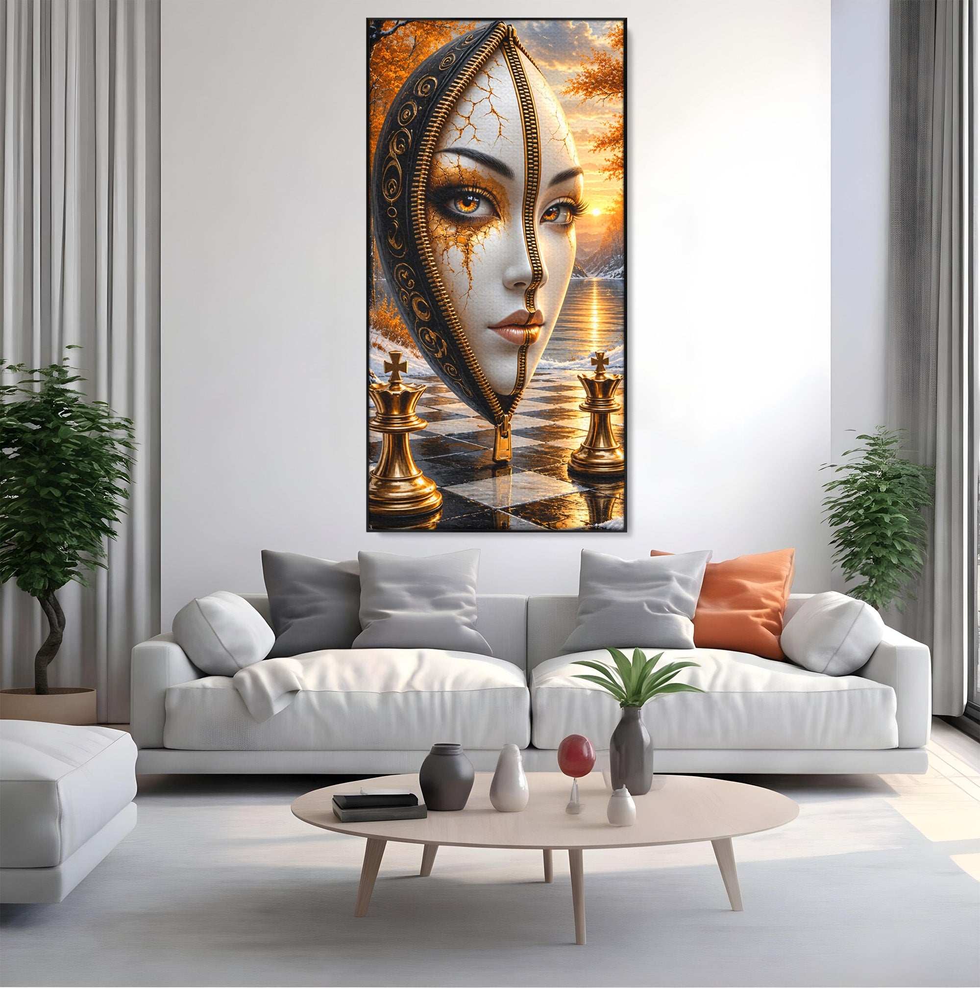 Tablou Canvas Premium LuxCanva® U1159, Misterul Reginei Pe Tabla De Sah, Regina, Sah, Fantezie, Mister, Living, Culori Vibrante