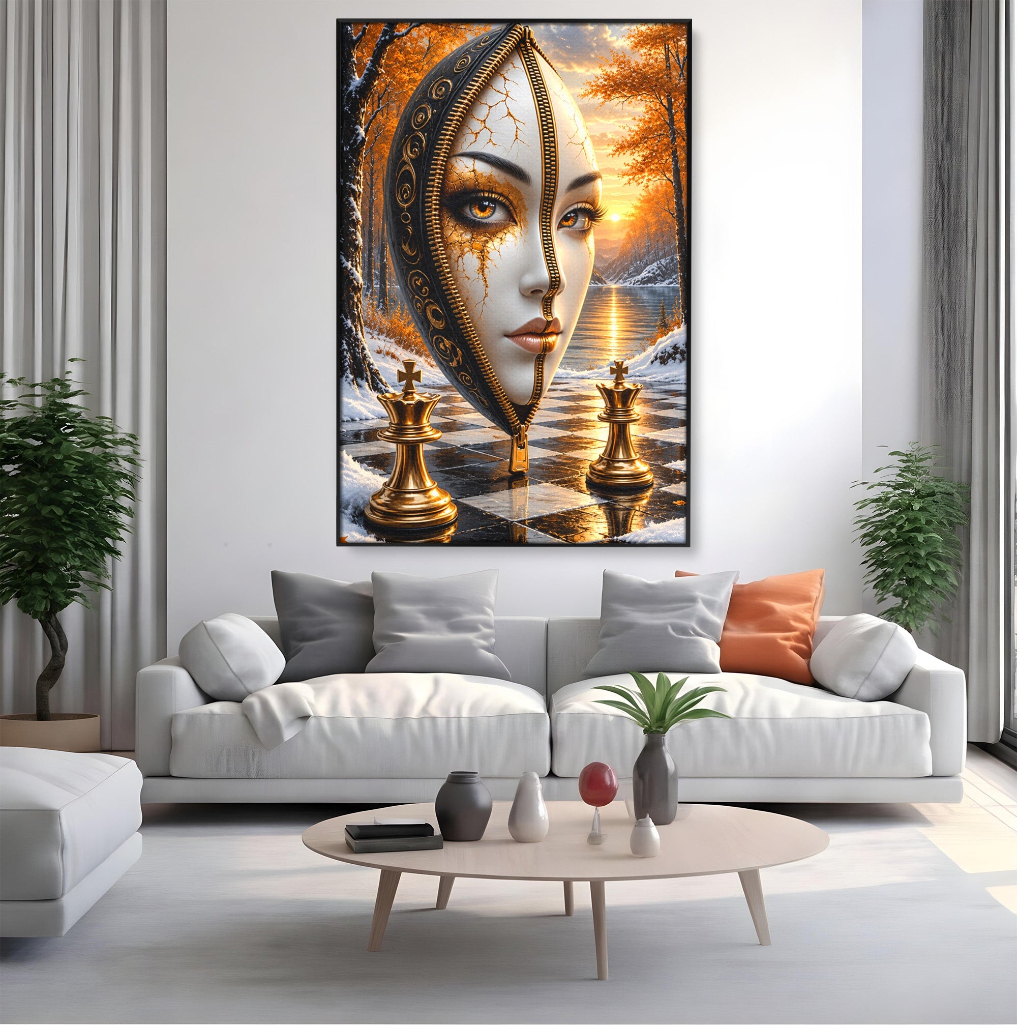Tablou Canvas Premium LuxCanva® U1159, Misterul Reginei Pe Tabla De Sah, Regina, Sah, Fantezie, Mister, Living, Culori Vibrante