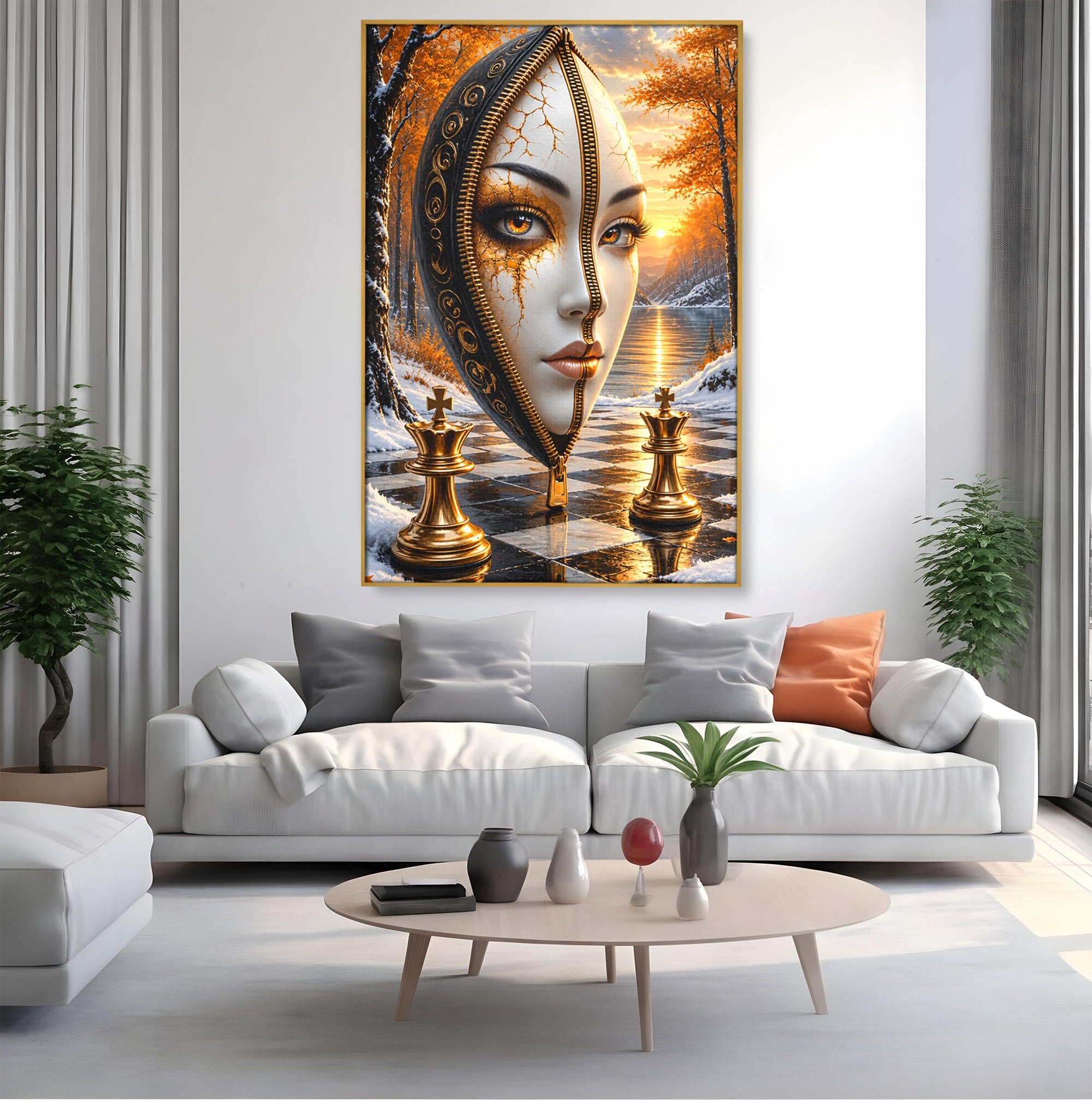 Tablou Canvas Premium LuxCanva® U1159, Misterul Reginei Pe Tabla De Sah, Regina, Sah, Fantezie, Mister, Living, Culori Vibrante