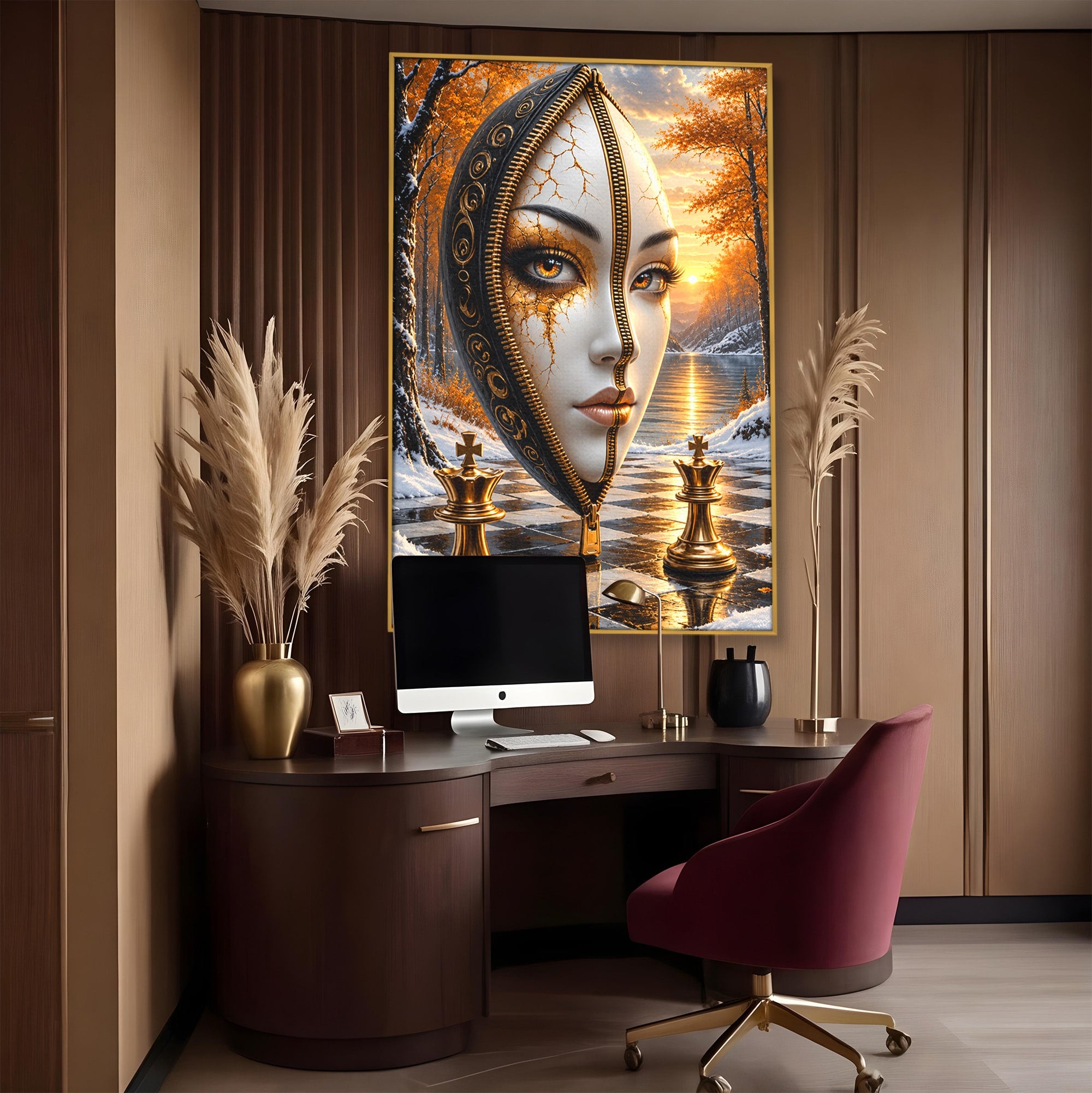 Tablou Canvas Premium LuxCanva® U1159, Misterul Reginei Pe Tabla De Sah, Regina, Sah, Fantezie, Mister, Living, Culori Vibrante