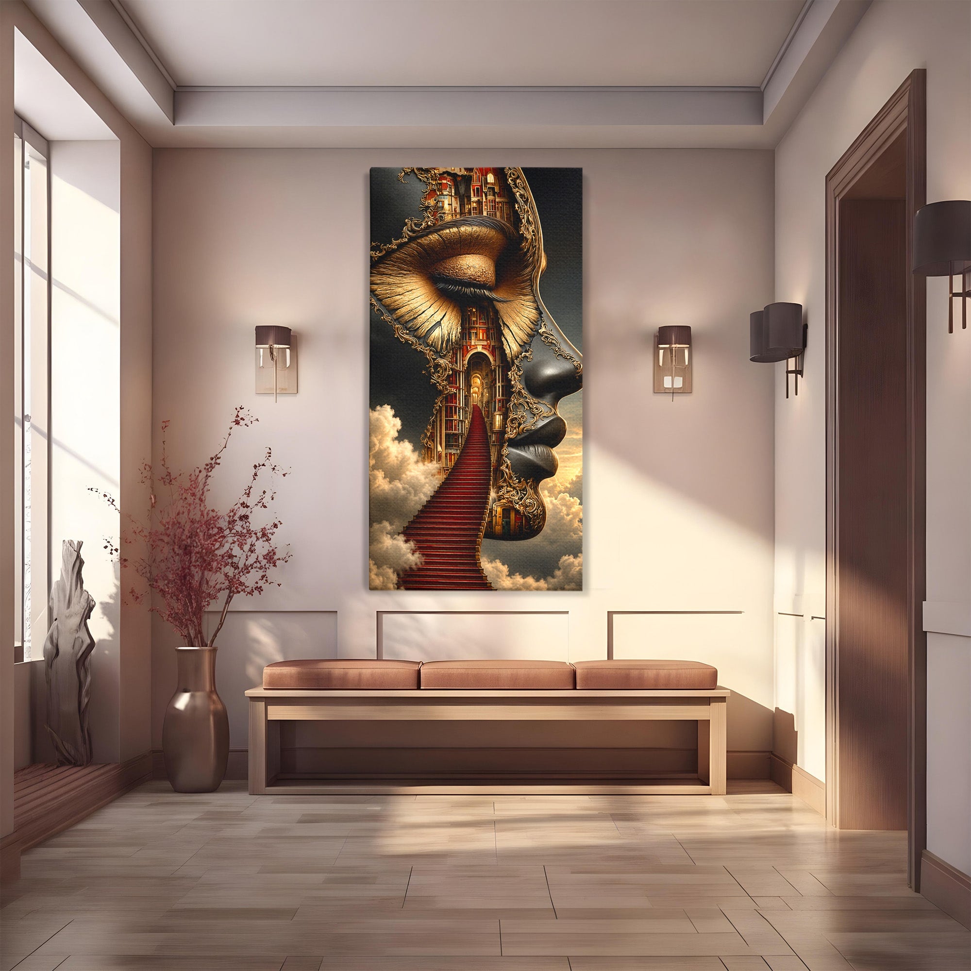 Tablou Canvas Premium LuxCanva® U1160, Chipul Fanteziei, Surrealism, Arta, Chip, Fantezie, Dormitor, Culori Vibrante