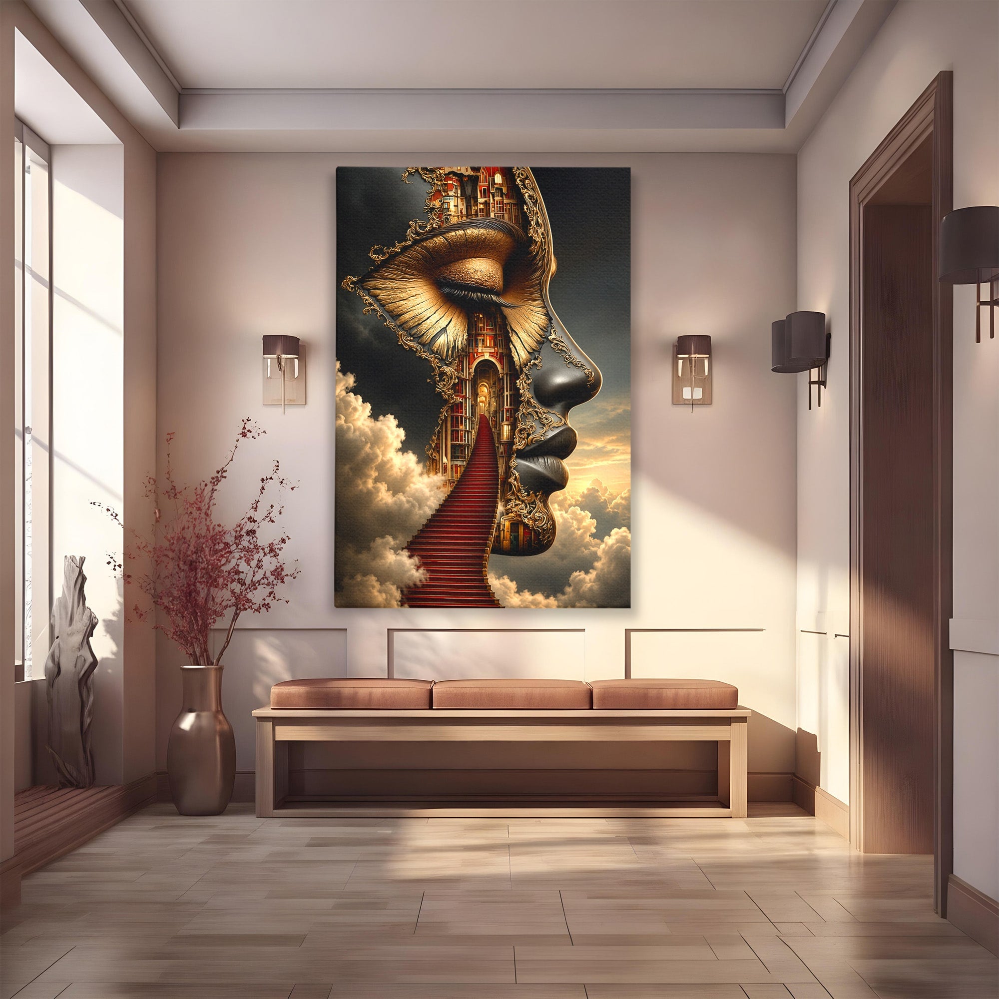 Tablou Canvas Premium LuxCanva® U1160, Chipul Fanteziei, Surrealism, Arta, Chip, Fantezie, Dormitor, Culori Vibrante