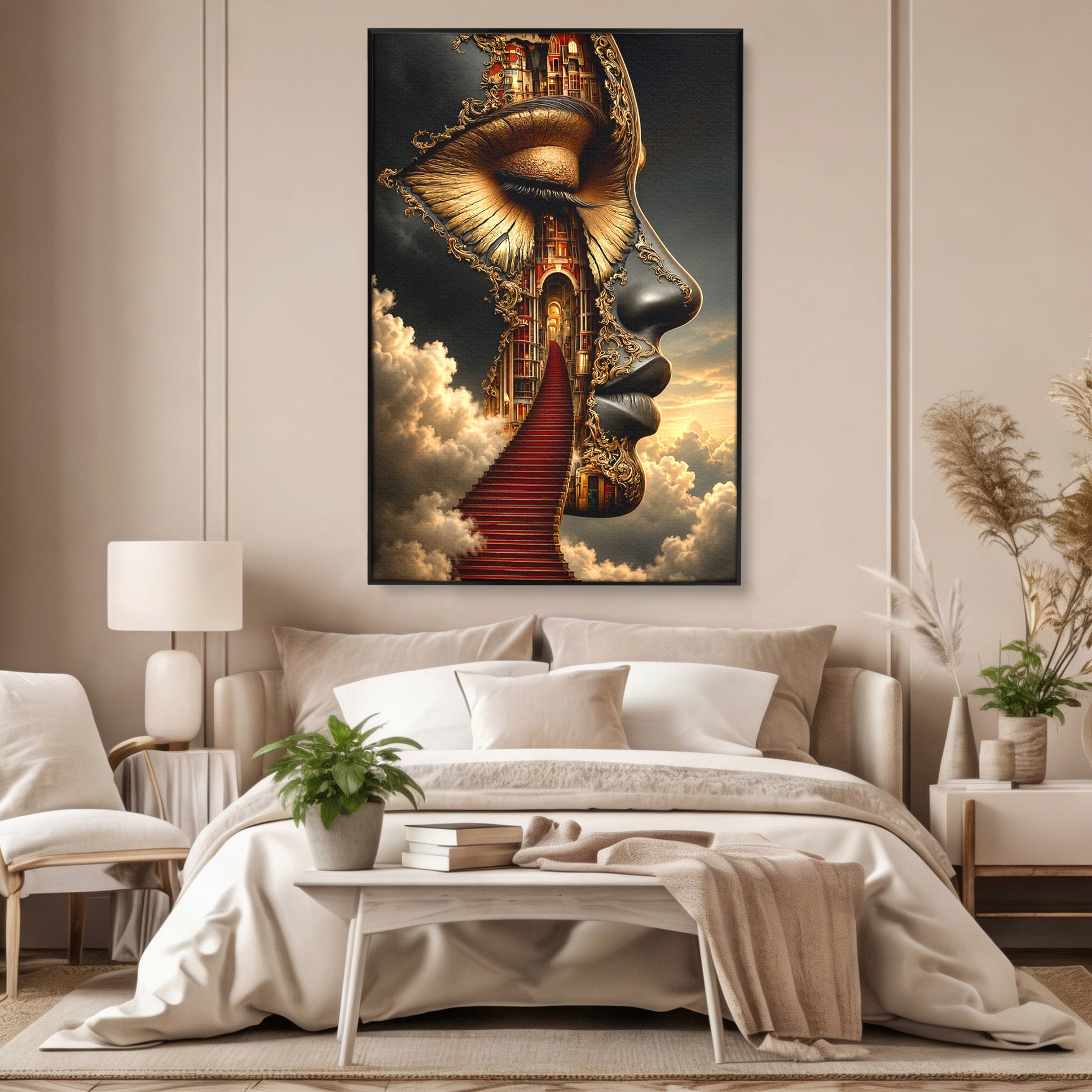 Tablou Canvas Premium LuxCanva® U1160, Chipul Fanteziei, Surrealism, Arta, Chip, Fantezie, Dormitor, Culori Vibrante
