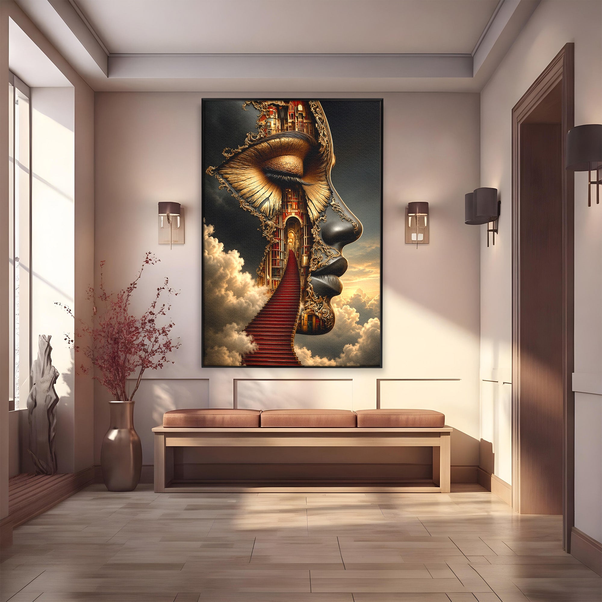 Tablou Canvas Premium LuxCanva® U1160, Chipul Fanteziei, Surrealism, Arta, Chip, Fantezie, Dormitor, Culori Vibrante