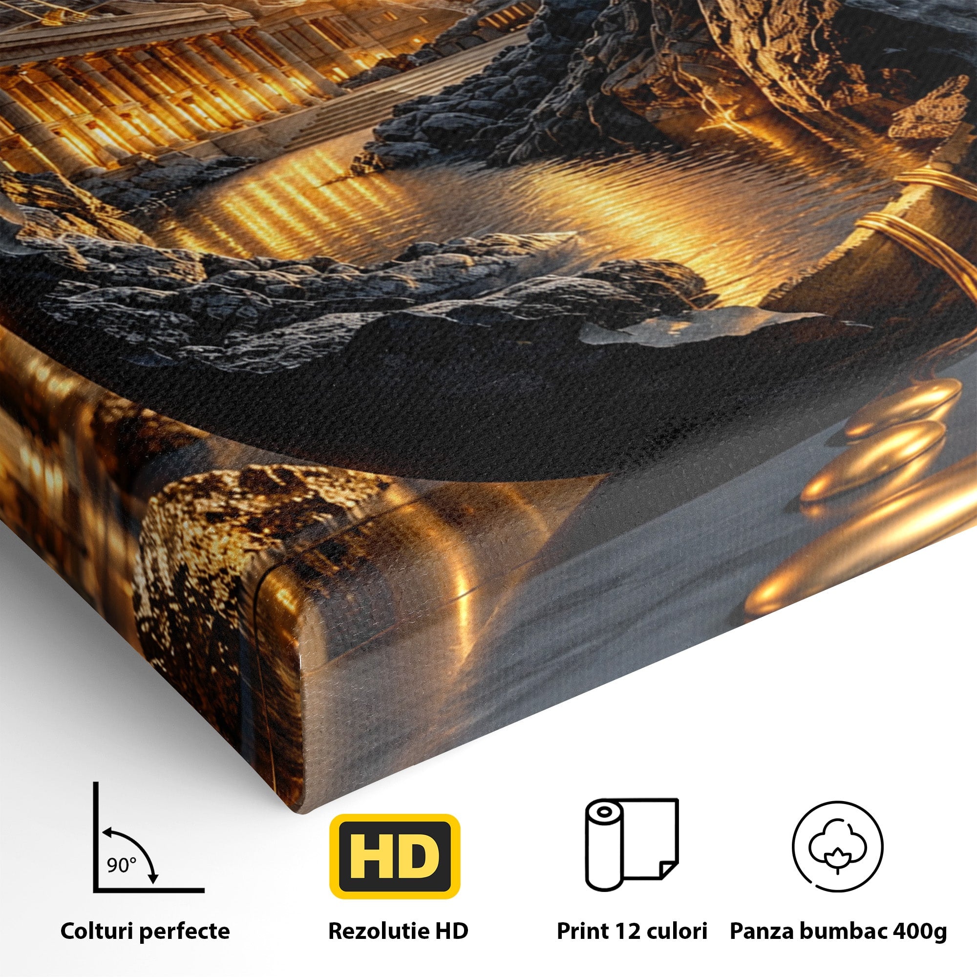 Tablou Canvas Premium LuxCanva® U1161, Templu In Lumina, Peisaj, Apus, Fantezie, Templu, Living, Culori Vibrante
