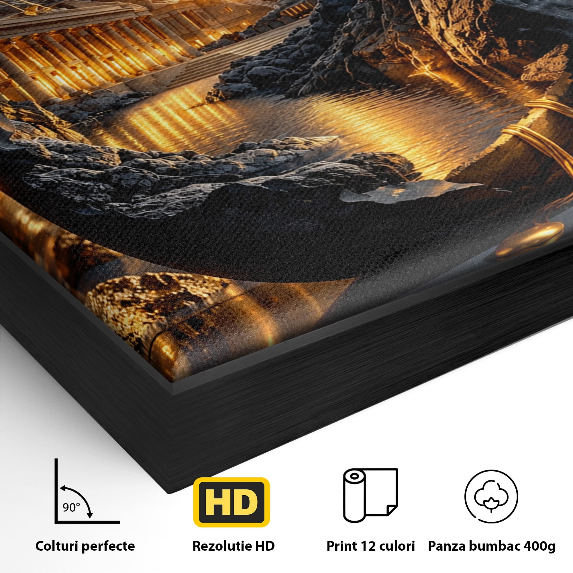 Tablou Canvas Premium LuxCanva® U1161, Templu In Lumina, Peisaj, Apus, Fantezie, Templu, Living, Culori Vibrante
