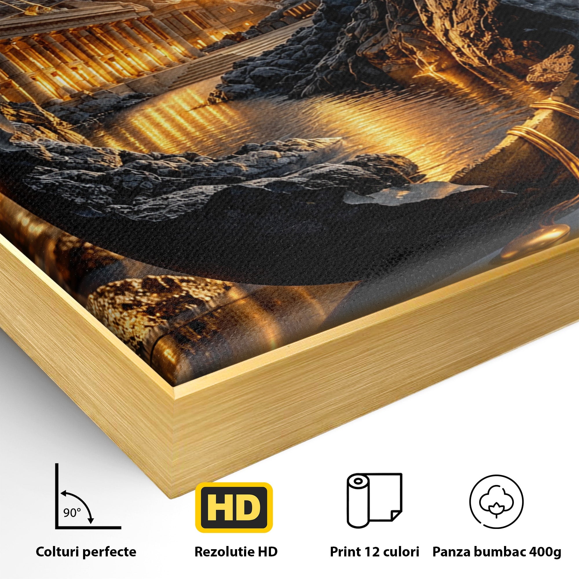 Tablou Canvas Premium LuxCanva® U1161, Templu In Lumina, Peisaj, Apus, Fantezie, Templu, Living, Culori Vibrante