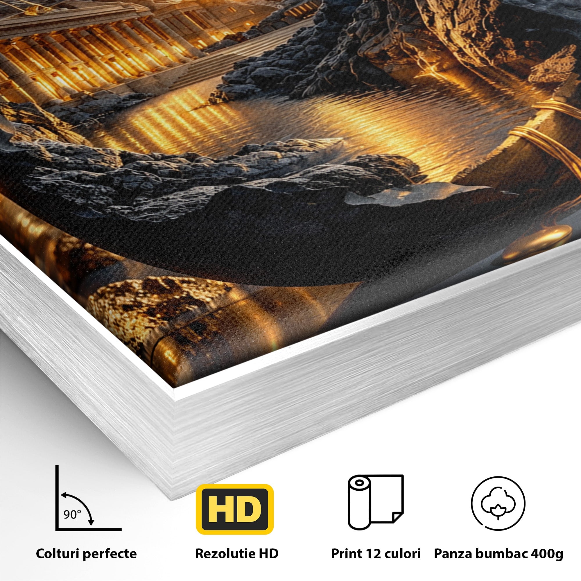 Tablou Canvas Premium LuxCanva® U1161, Templu In Lumina, Peisaj, Apus, Fantezie, Templu, Living, Culori Vibrante