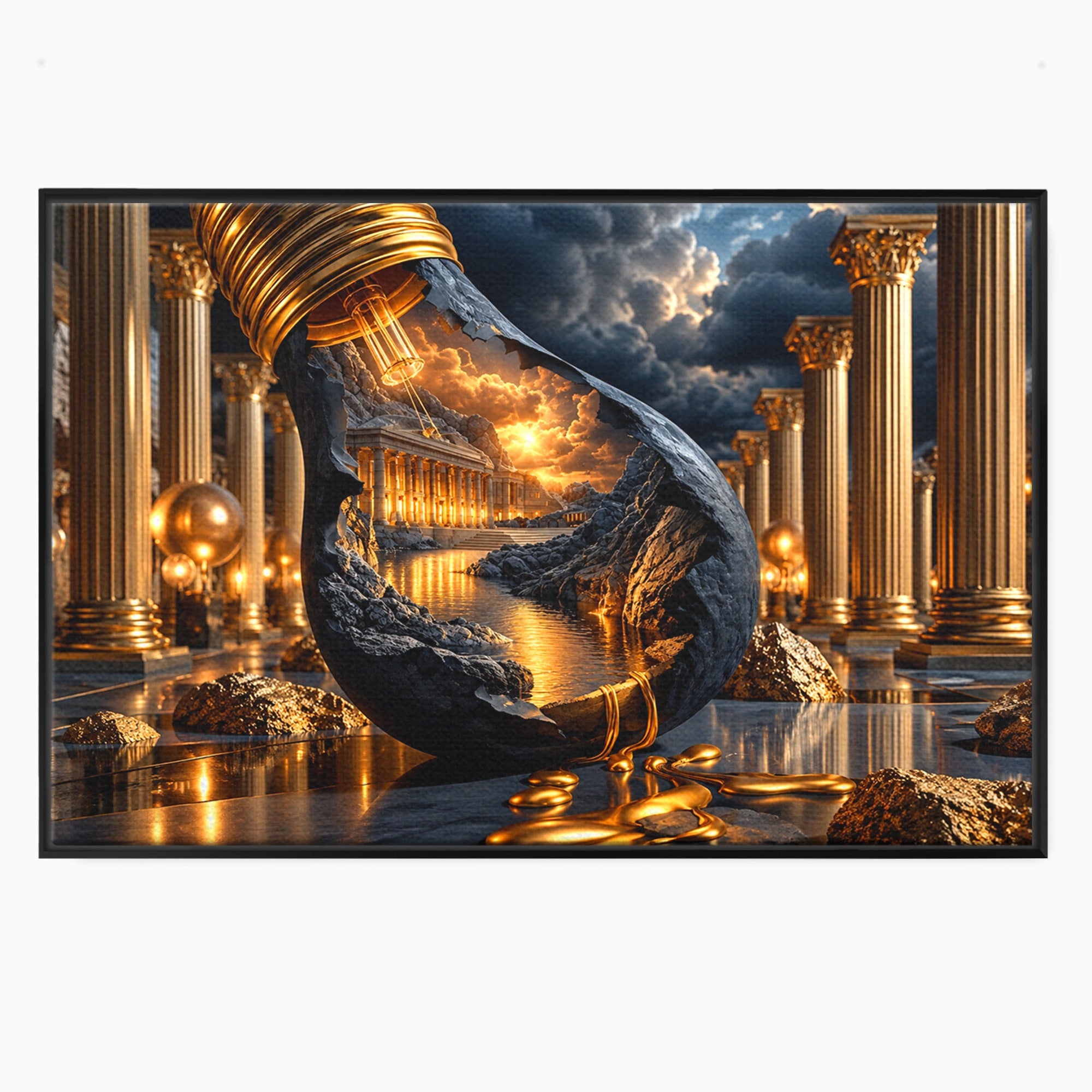 Tablou Canvas Premium LuxCanva® U1161, Templu In Lumina, Peisaj, Apus, Fantezie, Templu, Living, Culori Vibrante