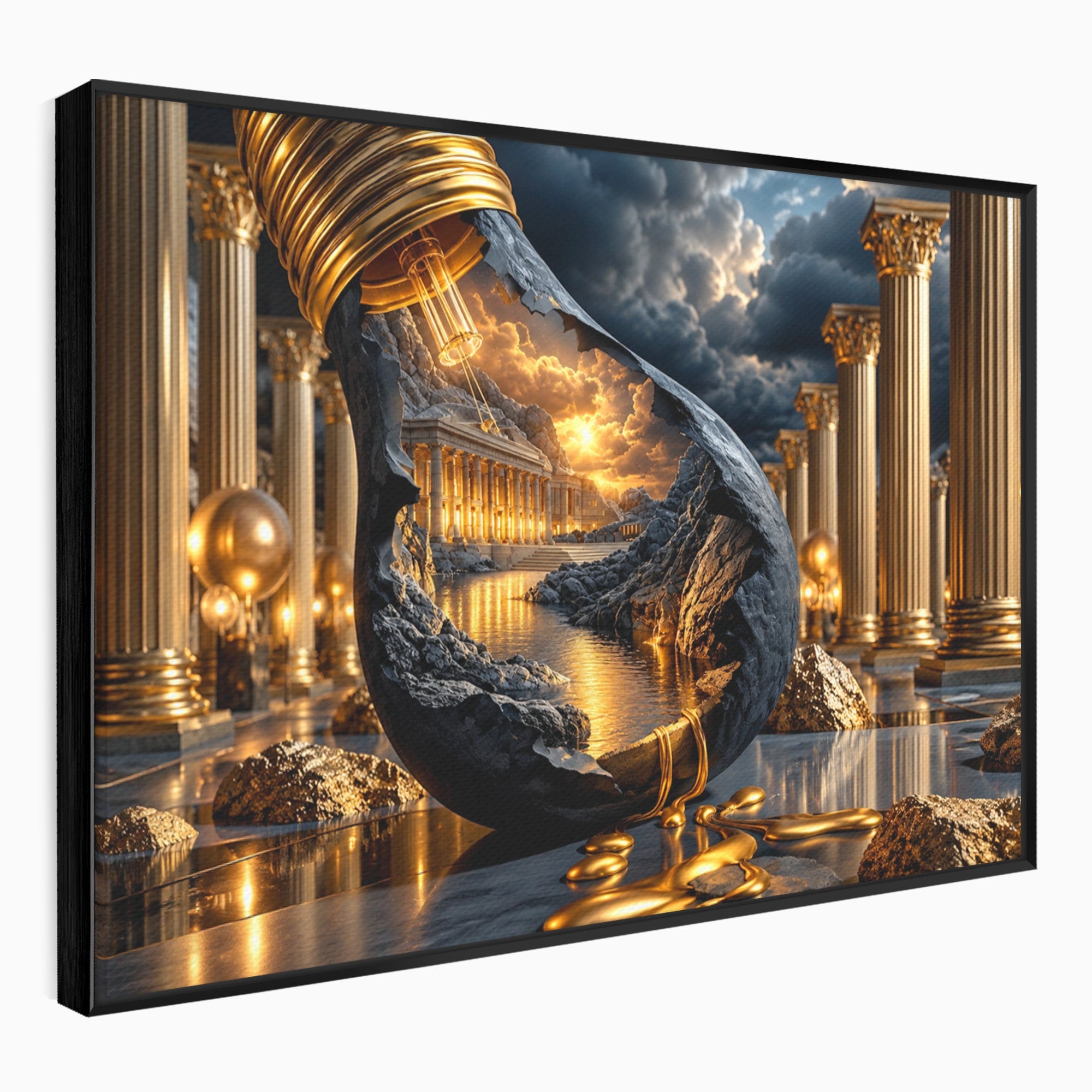 Tablou Canvas Premium LuxCanva® U1161, Templu In Lumina, Peisaj, Apus, Fantezie, Templu, Living, Culori Vibrante