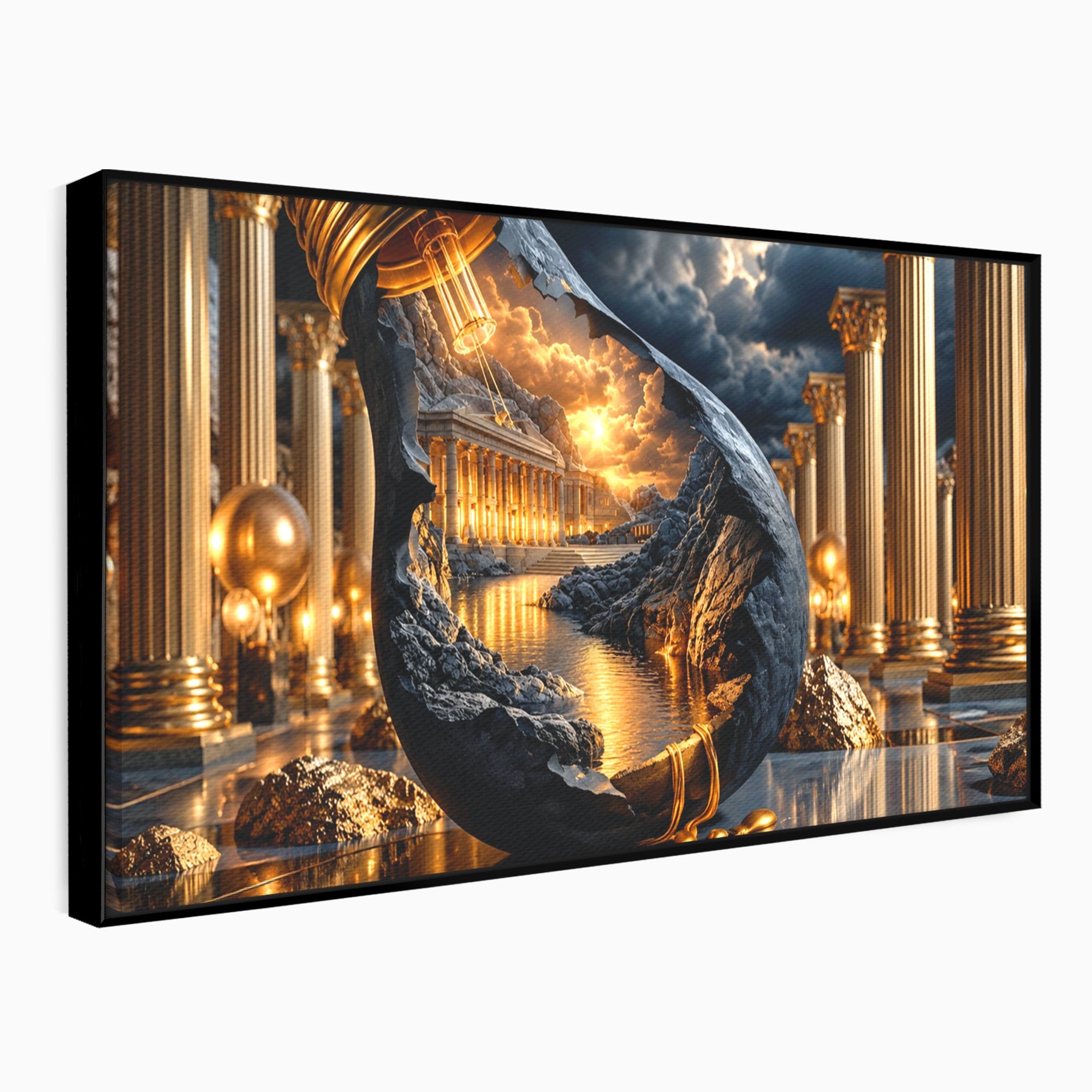 Tablou Canvas Premium LuxCanva® U1161, Templu In Lumina, Peisaj, Apus, Fantezie, Templu, Living, Culori Vibrante