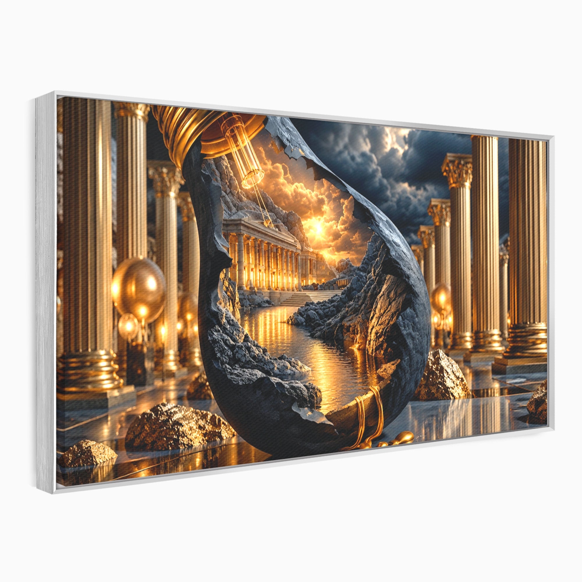 Tablou Canvas Premium LuxCanva® U1161, Templu In Lumina, Peisaj, Apus, Fantezie, Templu, Living, Culori Vibrante