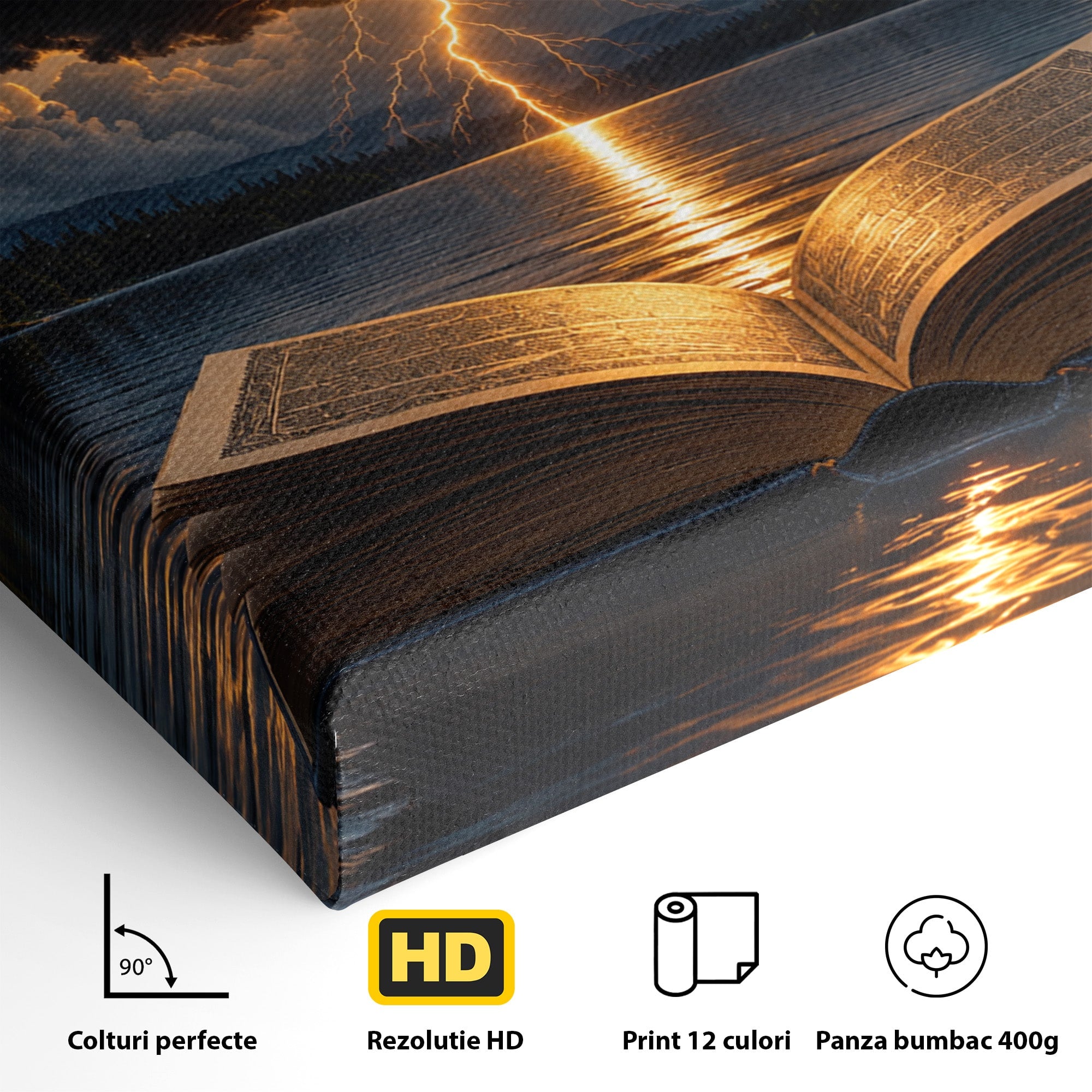 Tablou Canvas Premium LuxCanva® U1162, Cartea Misterelor, Lac, Apus, Mister, Carte, Living, Culori Vibrante