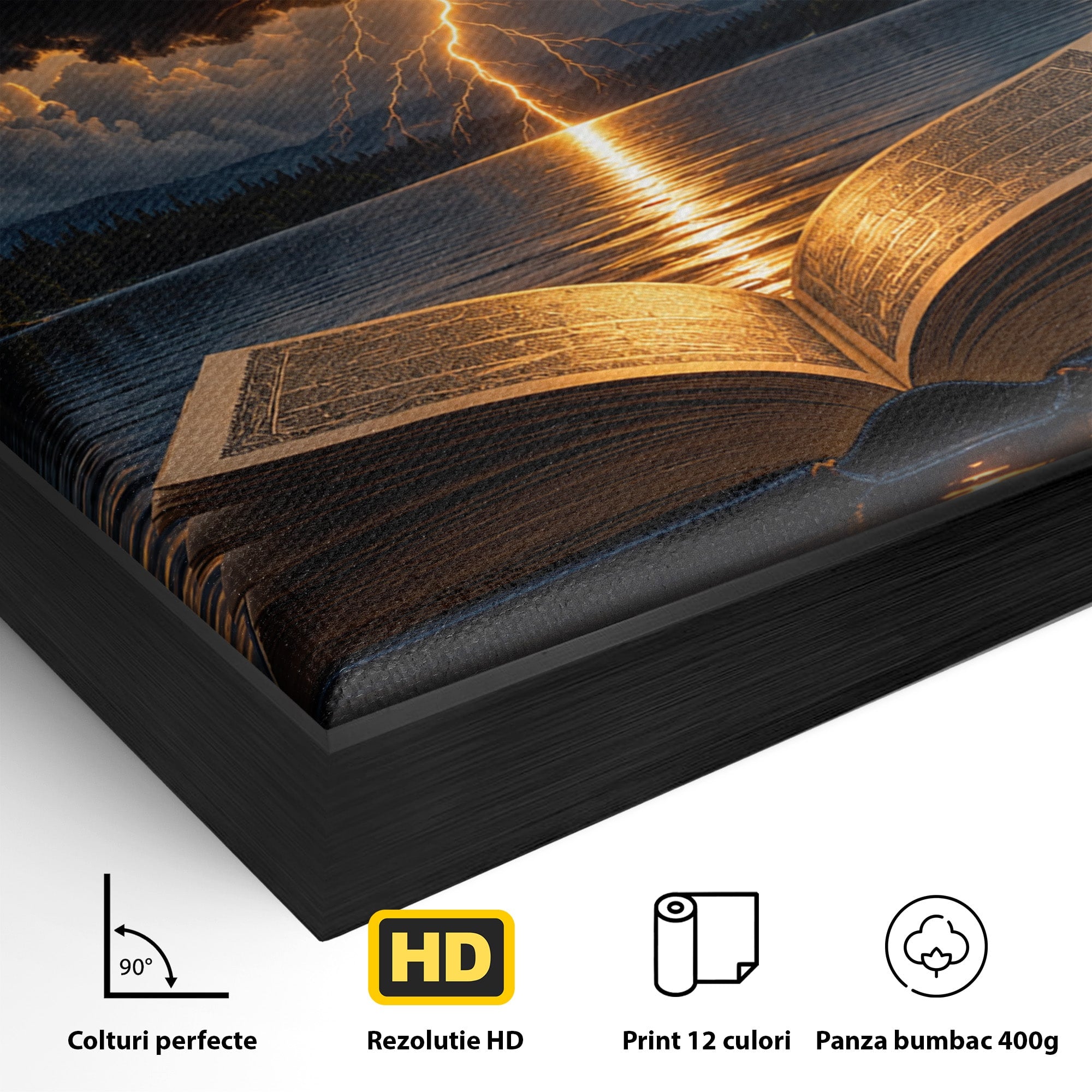 Tablou Canvas Premium LuxCanva® U1162, Cartea Misterelor, Lac, Apus, Mister, Carte, Living, Culori Vibrante
