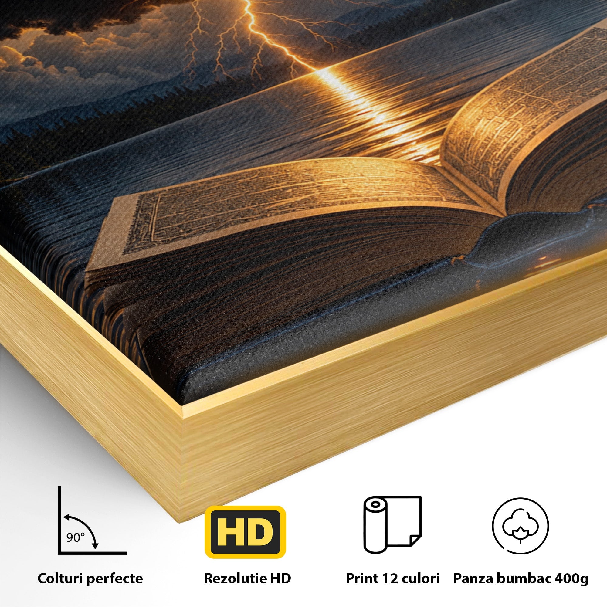 Tablou Canvas Premium LuxCanva® U1162, Cartea Misterelor, Lac, Apus, Mister, Carte, Living, Culori Vibrante
