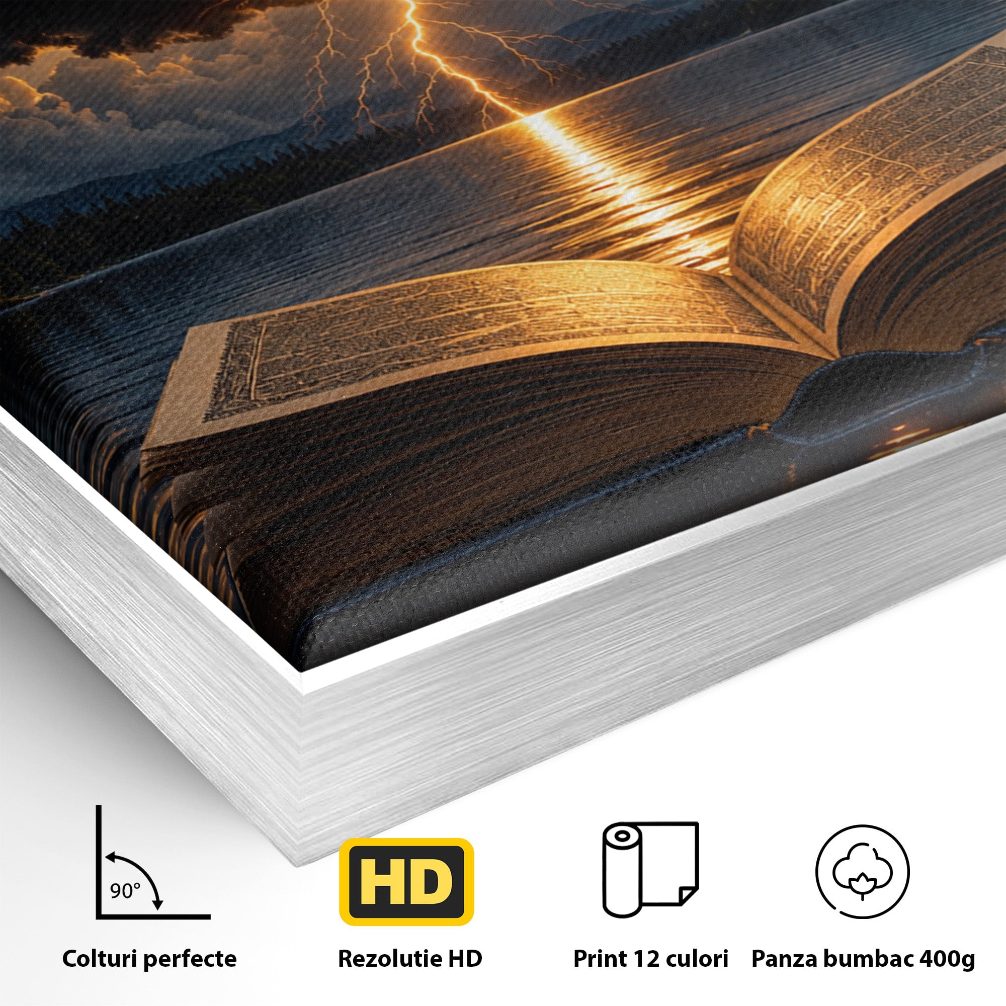 Tablou Canvas Premium LuxCanva® U1162, Cartea Misterelor, Lac, Apus, Mister, Carte, Living, Culori Vibrante