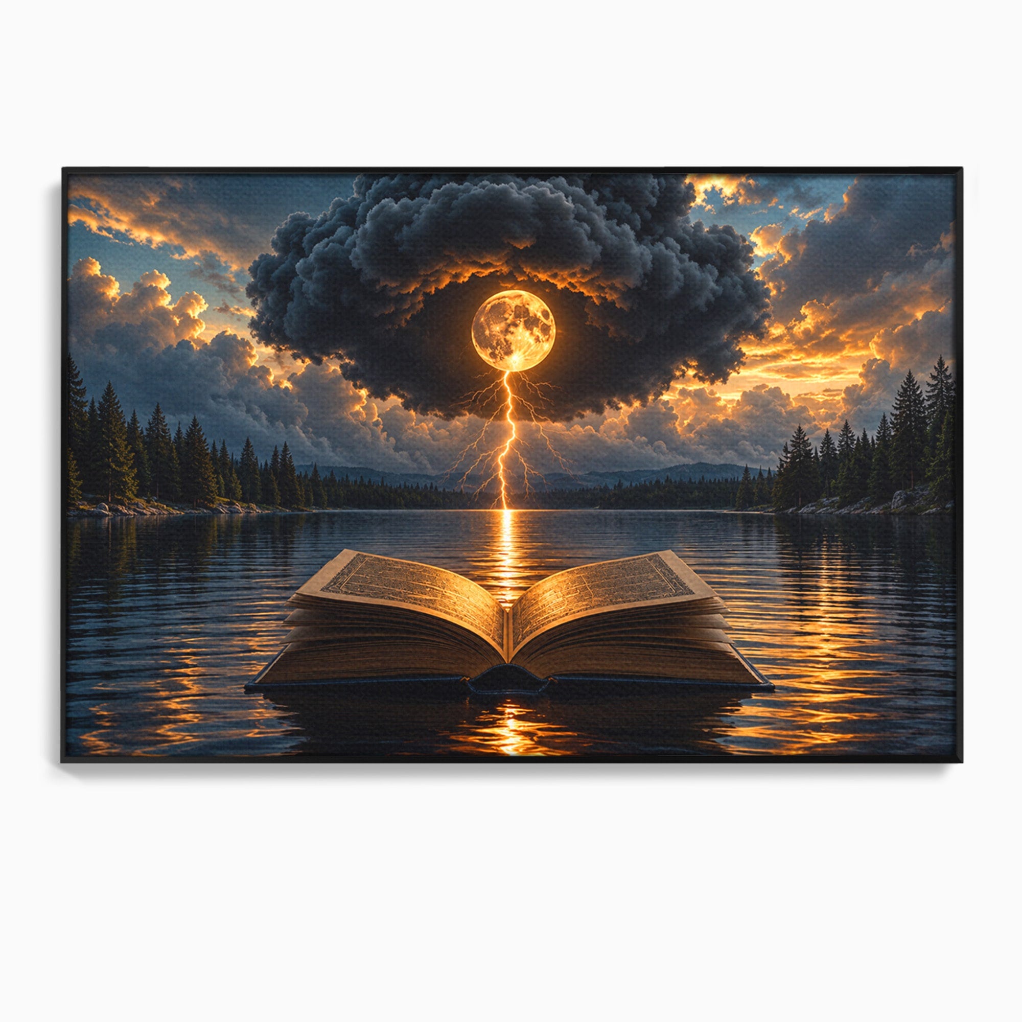 Tablou Canvas Premium LuxCanva® U1162, Cartea Misterelor, Lac, Apus, Mister, Carte, Living, Culori Vibrante