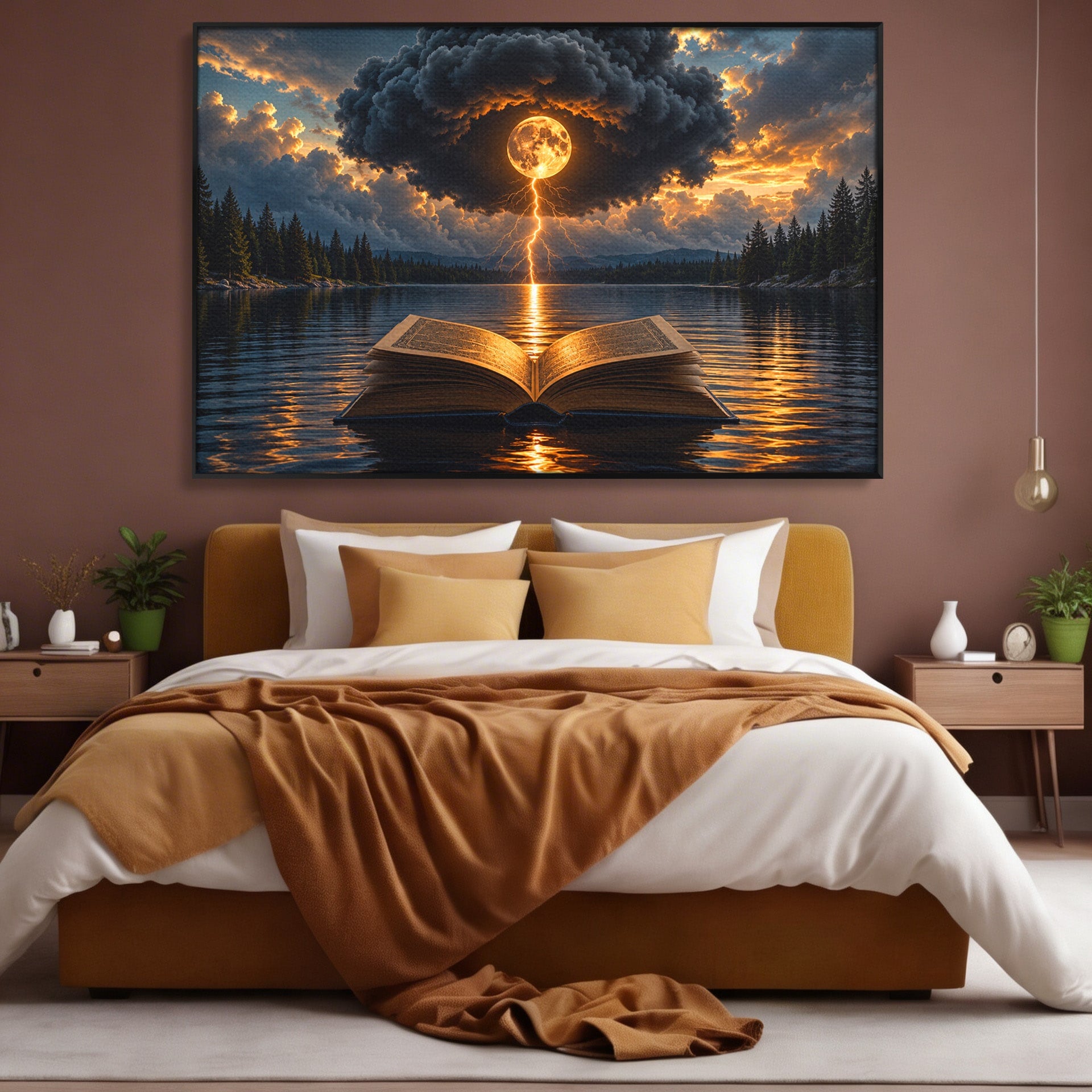 Tablou Canvas Premium LuxCanva® U1162, Cartea Misterelor, Lac, Apus, Mister, Carte, Living, Culori Vibrante