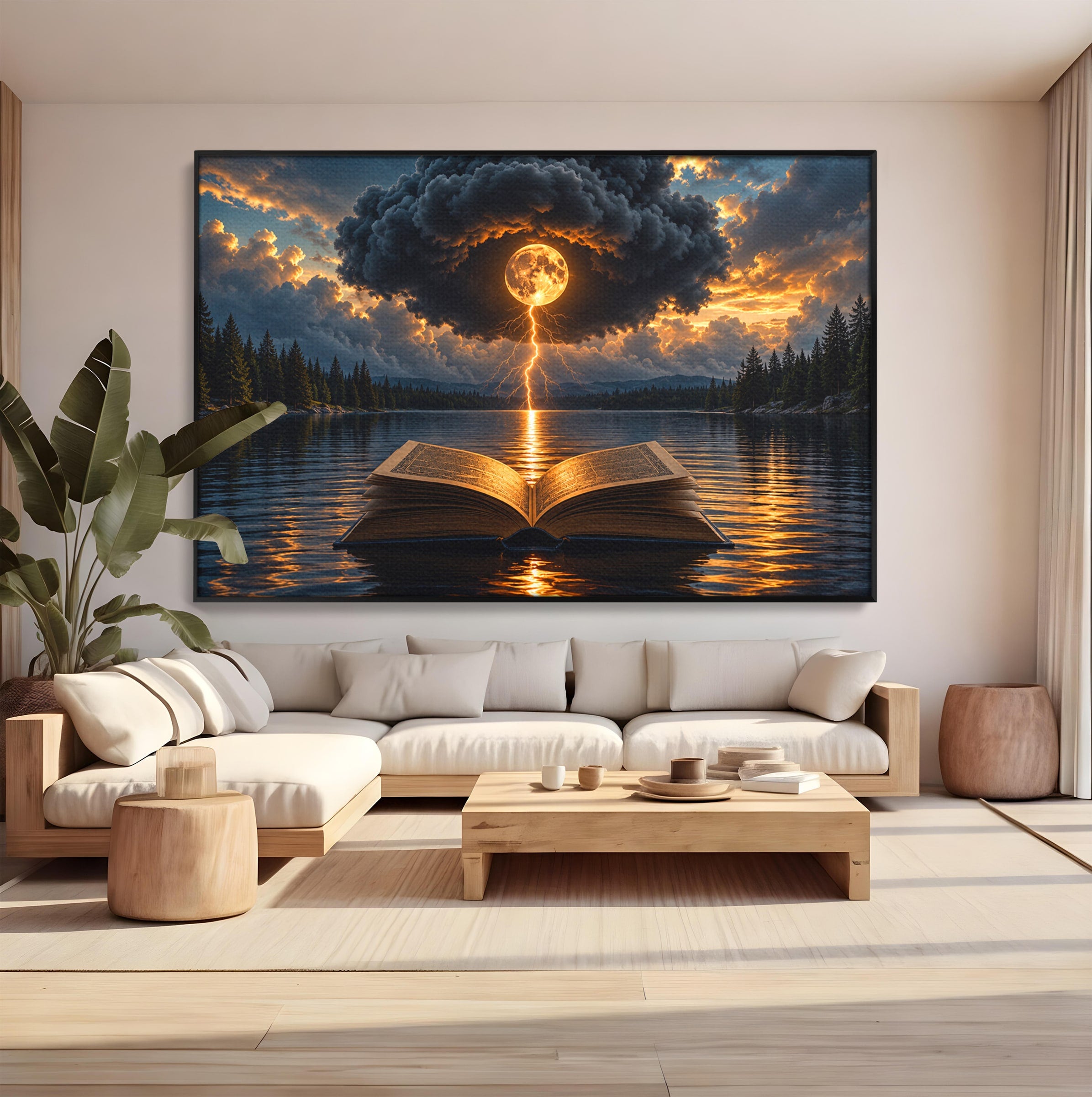 Tablou Canvas Premium LuxCanva® U1162, Cartea Misterelor, Lac, Apus, Mister, Carte, Living, Culori Vibrante