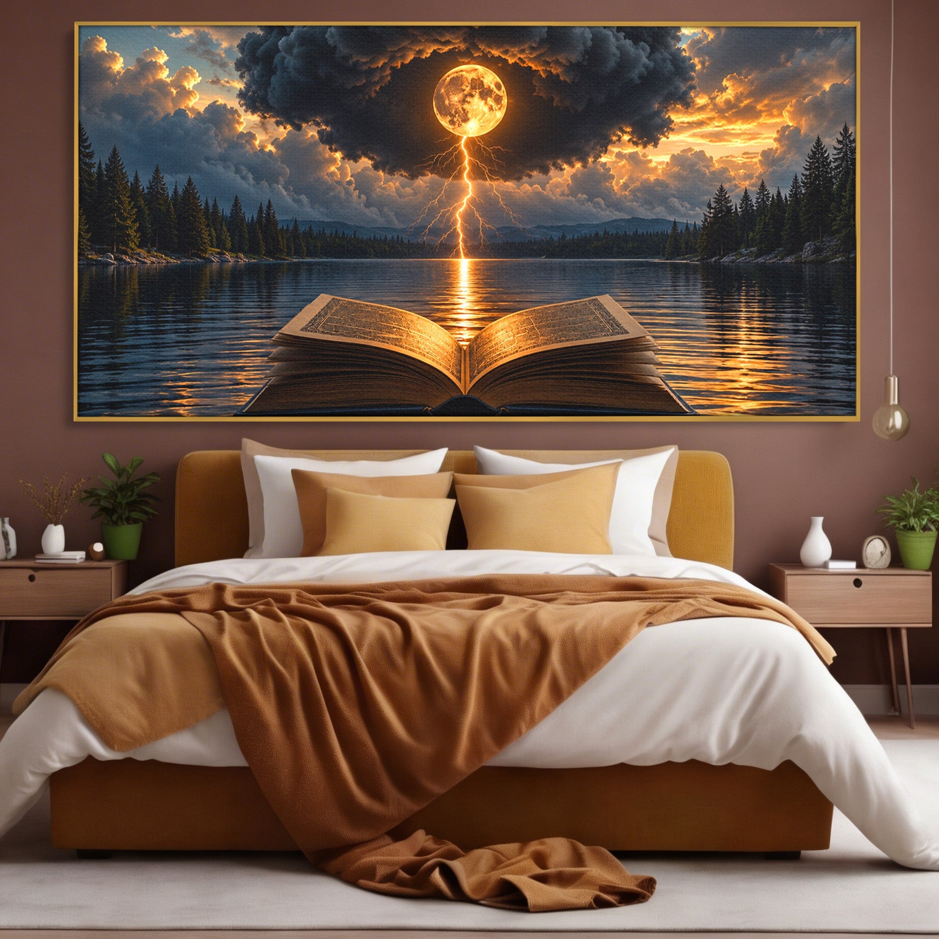 Tablou Canvas Premium LuxCanva® U1162, Cartea Misterelor, Lac, Apus, Mister, Carte, Living, Culori Vibrante