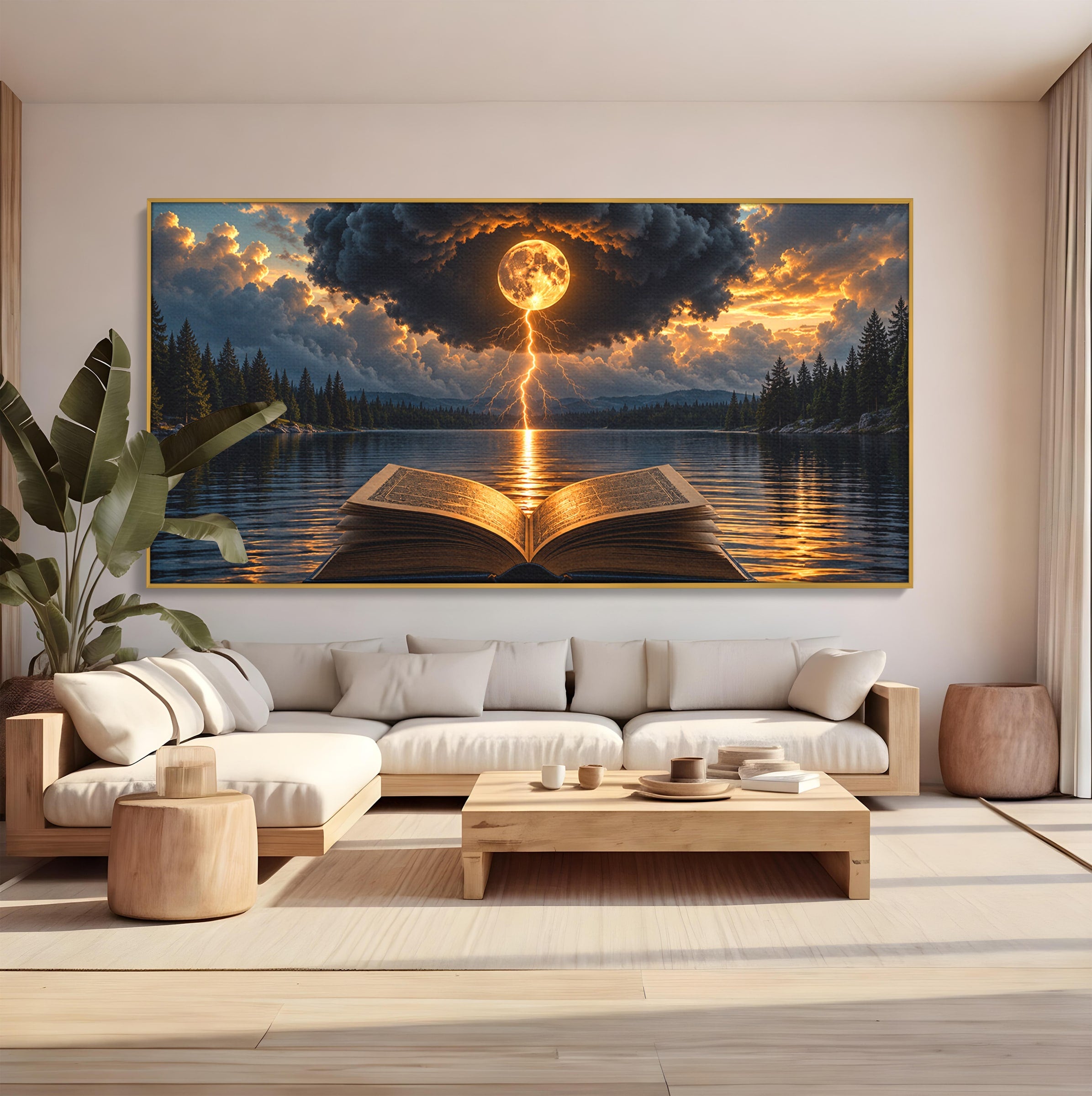 Tablou Canvas Premium LuxCanva® U1162, Cartea Misterelor, Lac, Apus, Mister, Carte, Living, Culori Vibrante
