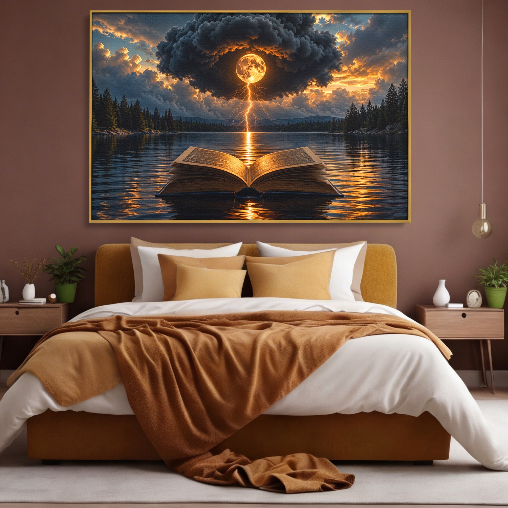 Tablou Canvas Premium LuxCanva® U1162, Cartea Misterelor, Lac, Apus, Mister, Carte, Living, Culori Vibrante
