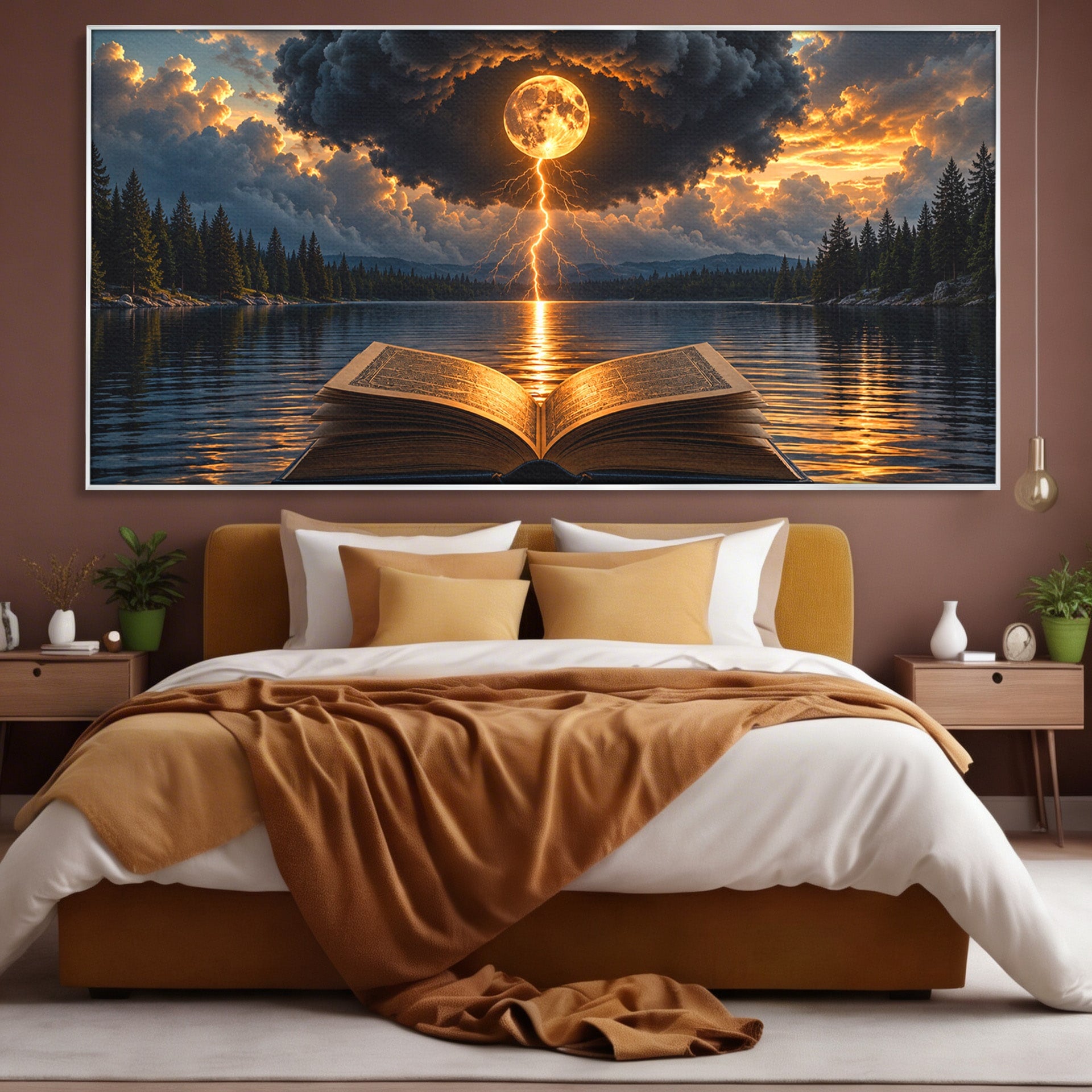 Tablou Canvas Premium LuxCanva® U1162, Cartea Misterelor, Lac, Apus, Mister, Carte, Living, Culori Vibrante