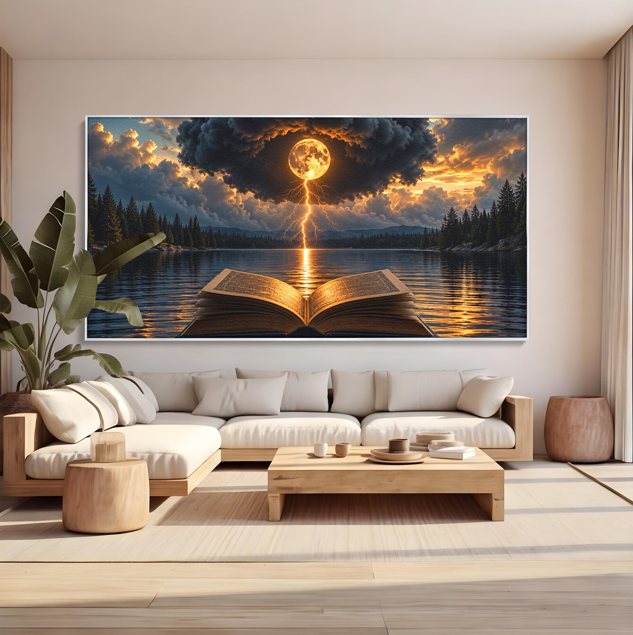 Tablou Canvas Premium LuxCanva® U1162, Cartea Misterelor, Lac, Apus, Mister, Carte, Living, Culori Vibrante