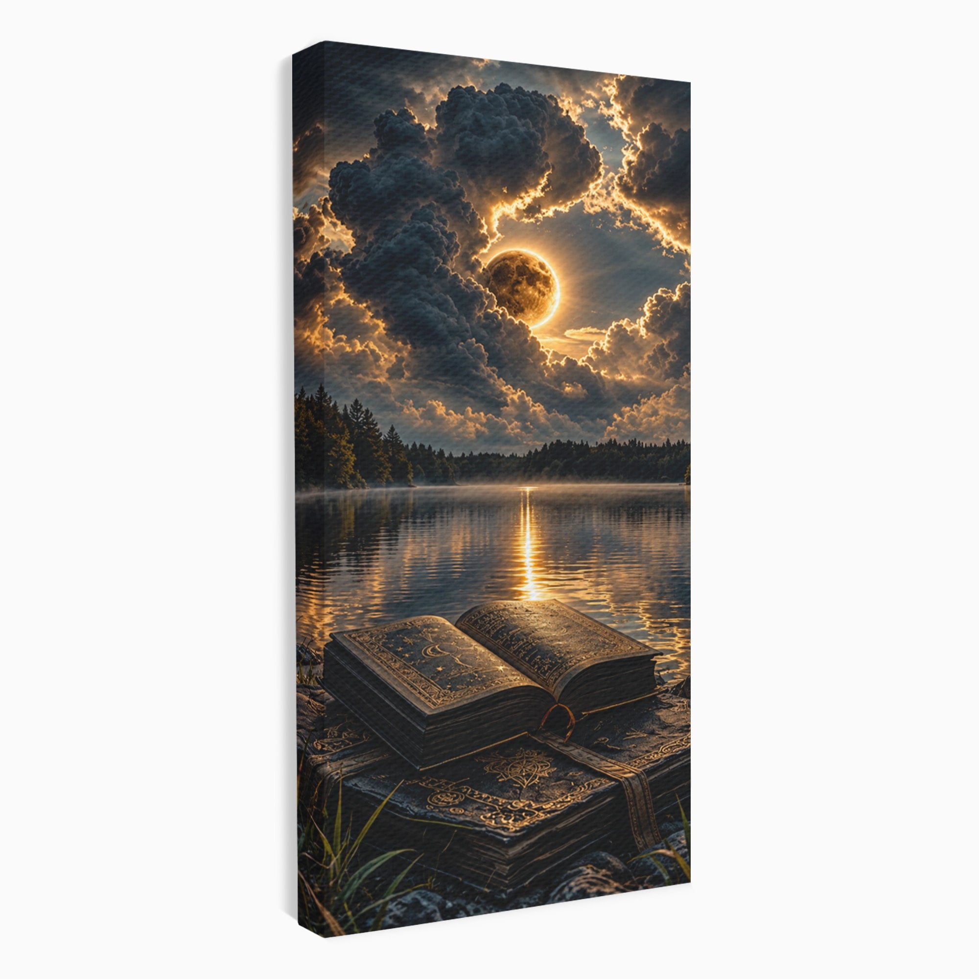 Tablou Canvas Premium LuxCanva® U1163, Cartea Magica La Apus, Lac, Natura, Mister, Carte, Apus, Living, Dormitor, Culori Vibrante