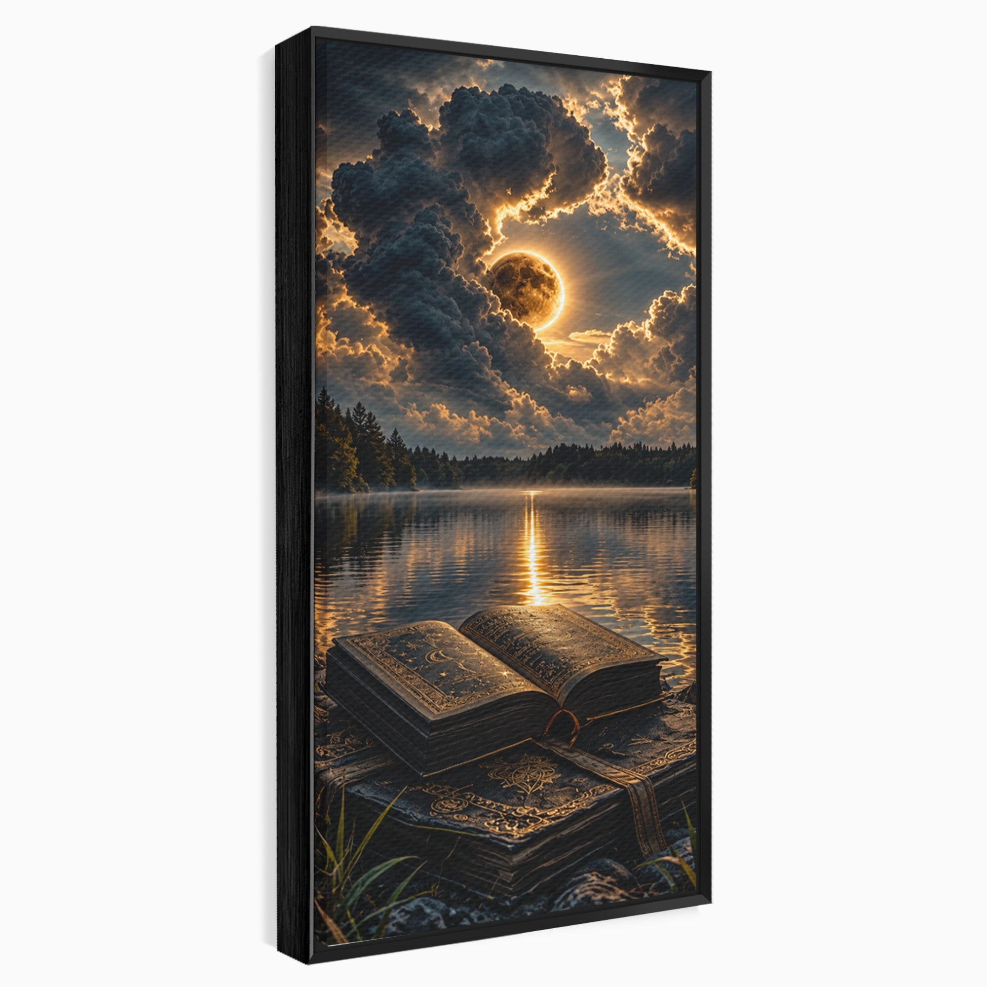 Tablou Canvas Premium LuxCanva® U1163, Cartea Magica La Apus, Lac, Natura, Mister, Carte, Apus, Living, Dormitor, Culori Vibrante