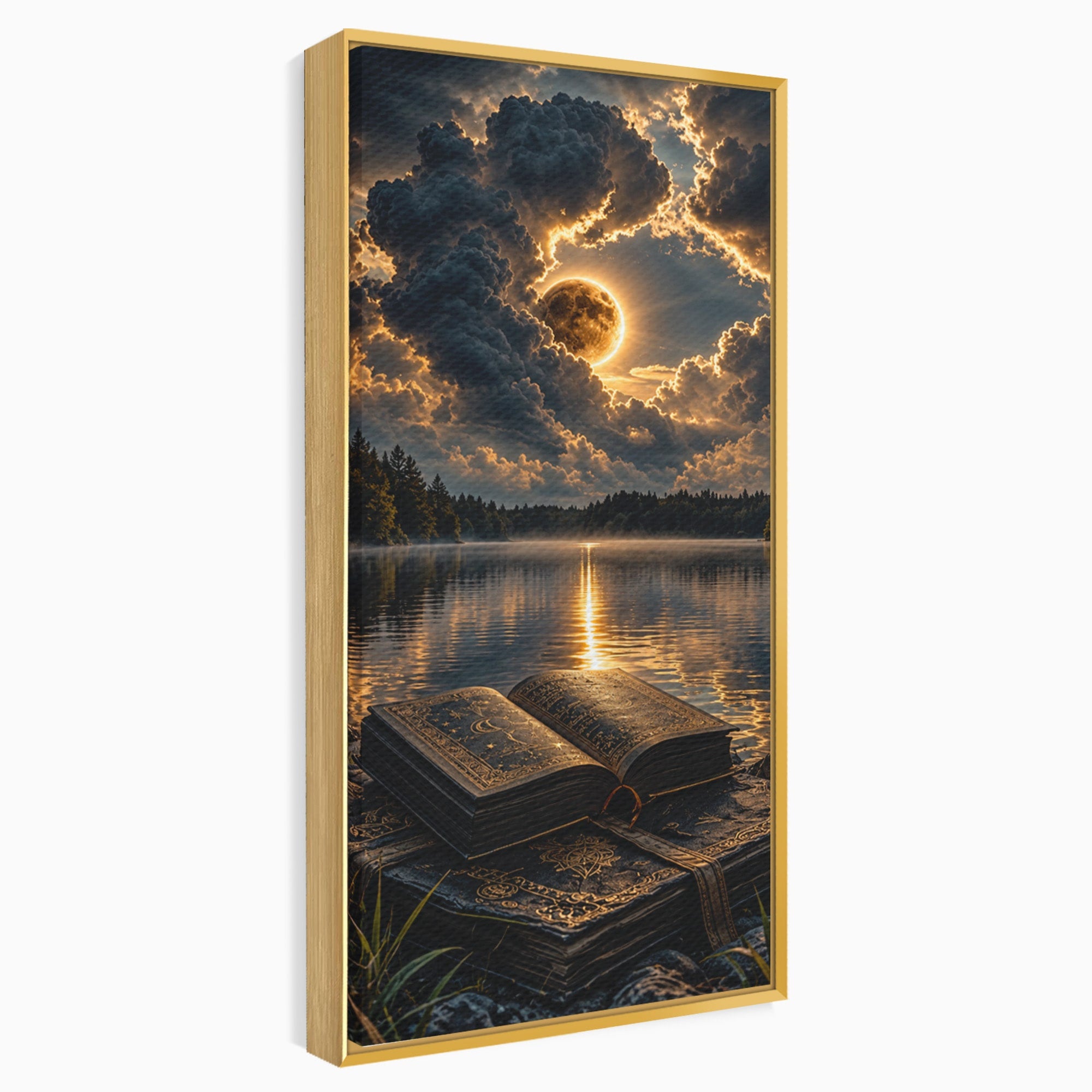 Tablou Canvas Premium LuxCanva® U1163, Cartea Magica La Apus, Lac, Natura, Mister, Carte, Apus, Living, Dormitor, Culori Vibrante