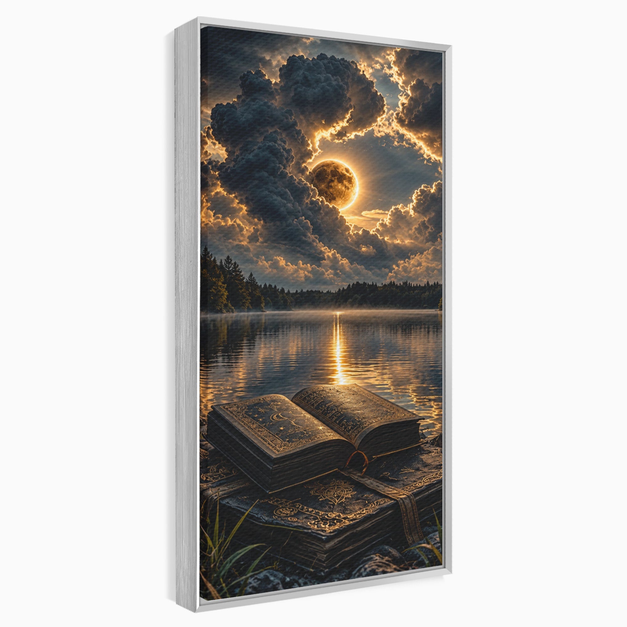 Tablou Canvas Premium LuxCanva® U1163, Cartea Magica La Apus, Lac, Natura, Mister, Carte, Apus, Living, Dormitor, Culori Vibrante