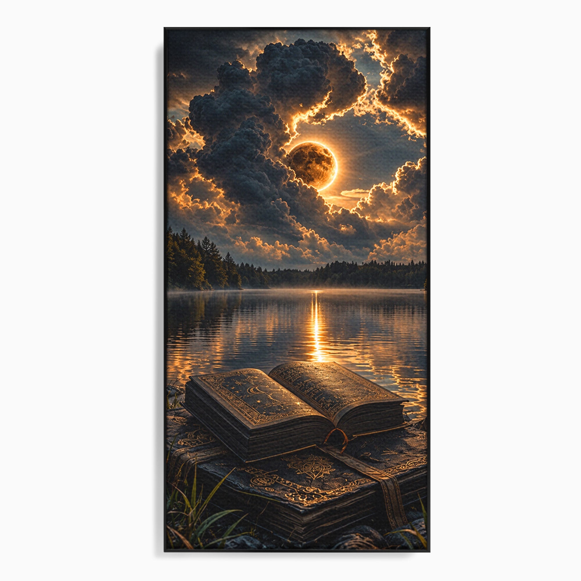 Tablou Canvas Premium LuxCanva® U1163, Cartea Magica La Apus, Lac, Natura, Mister, Carte, Apus, Living, Dormitor, Culori Vibrante