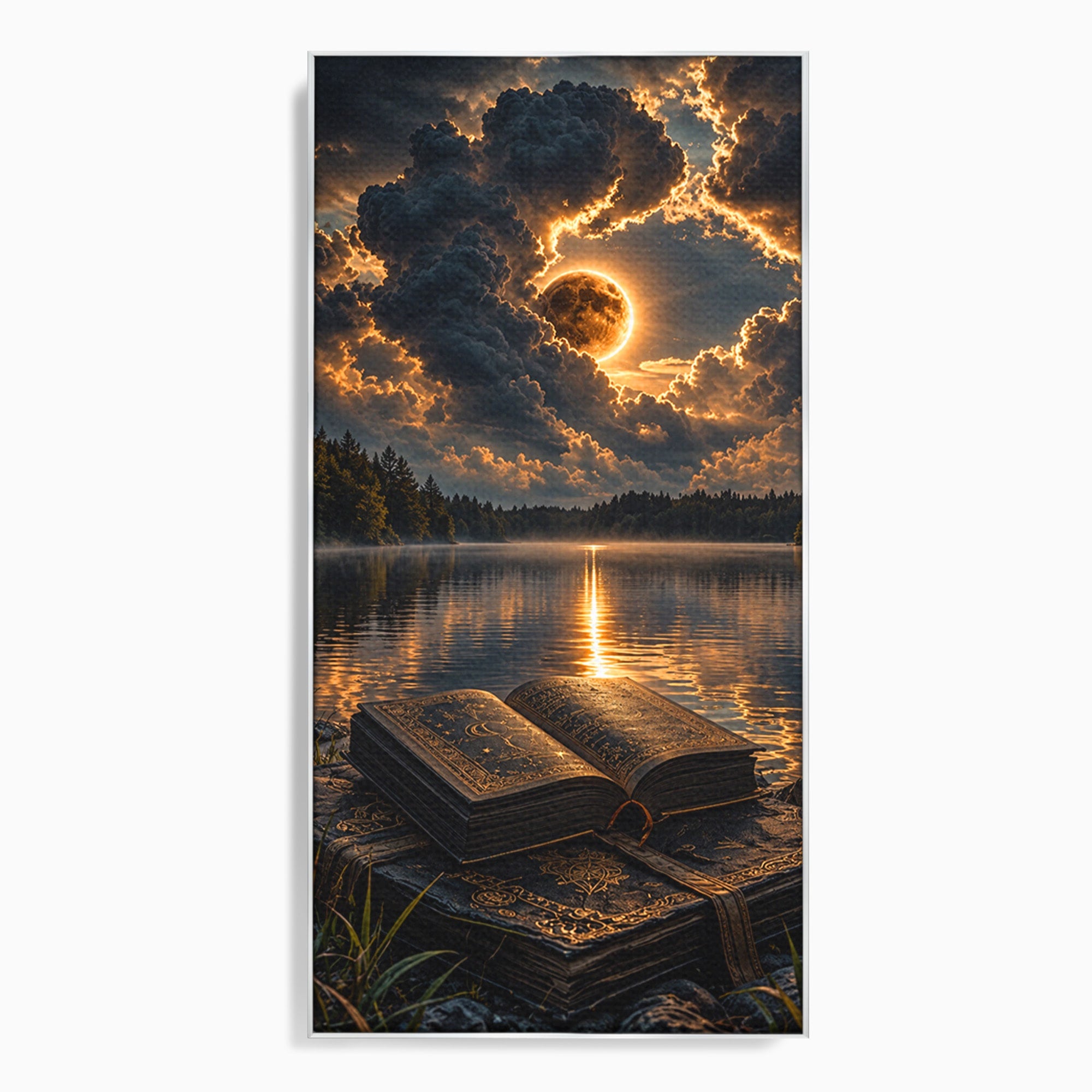 Tablou Canvas Premium LuxCanva® U1163, Cartea Magica La Apus, Lac, Natura, Mister, Carte, Apus, Living, Dormitor, Culori Vibrante
