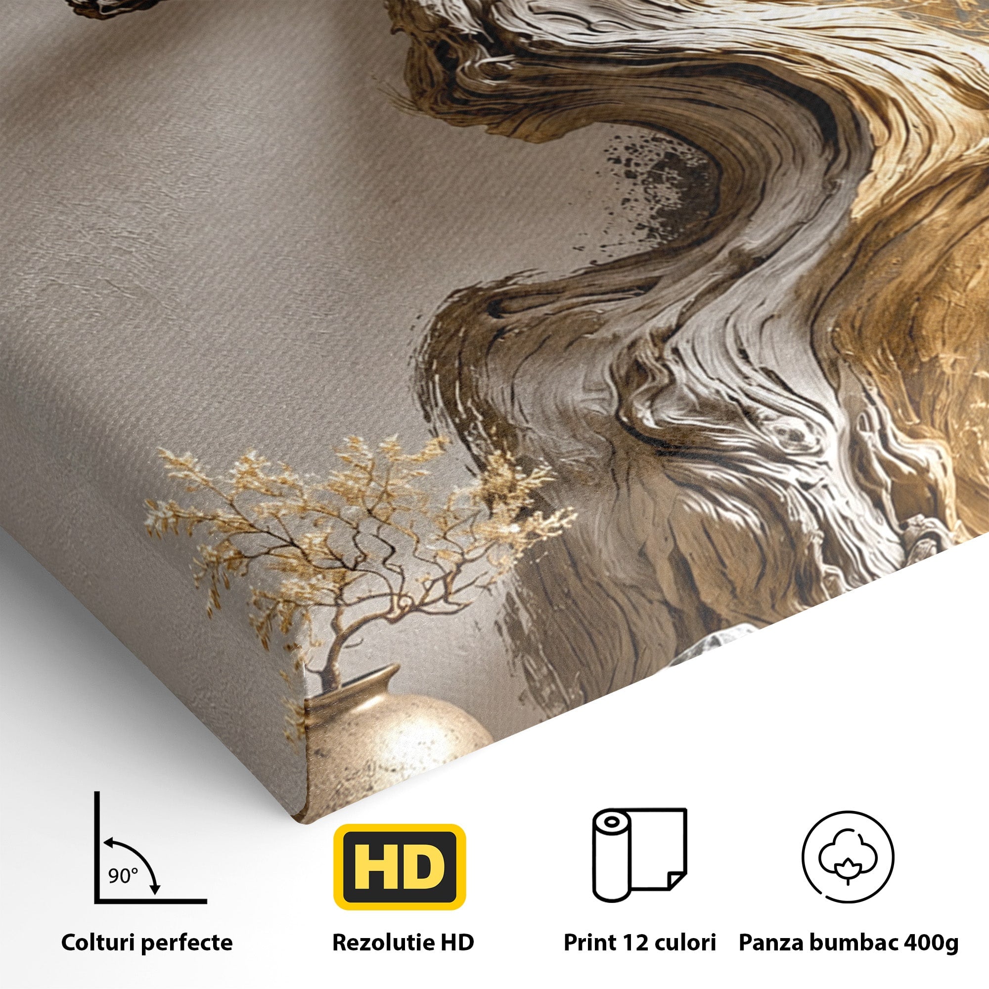 Tablou Canvas Premium LuxCanva® U1165, Arborele Aurit, Abstract, Arta, Arbore, Living, Eleganta, Culori Vibrante