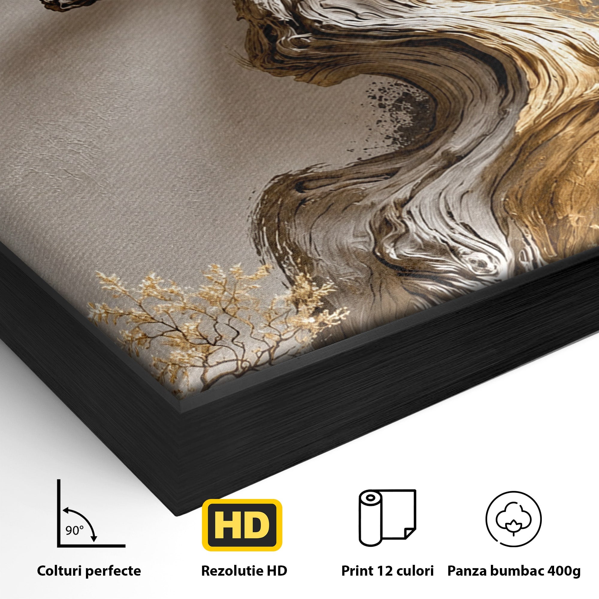 Tablou Canvas Premium LuxCanva® U1165, Arborele Aurit, Abstract, Arta, Arbore, Living, Eleganta, Culori Vibrante